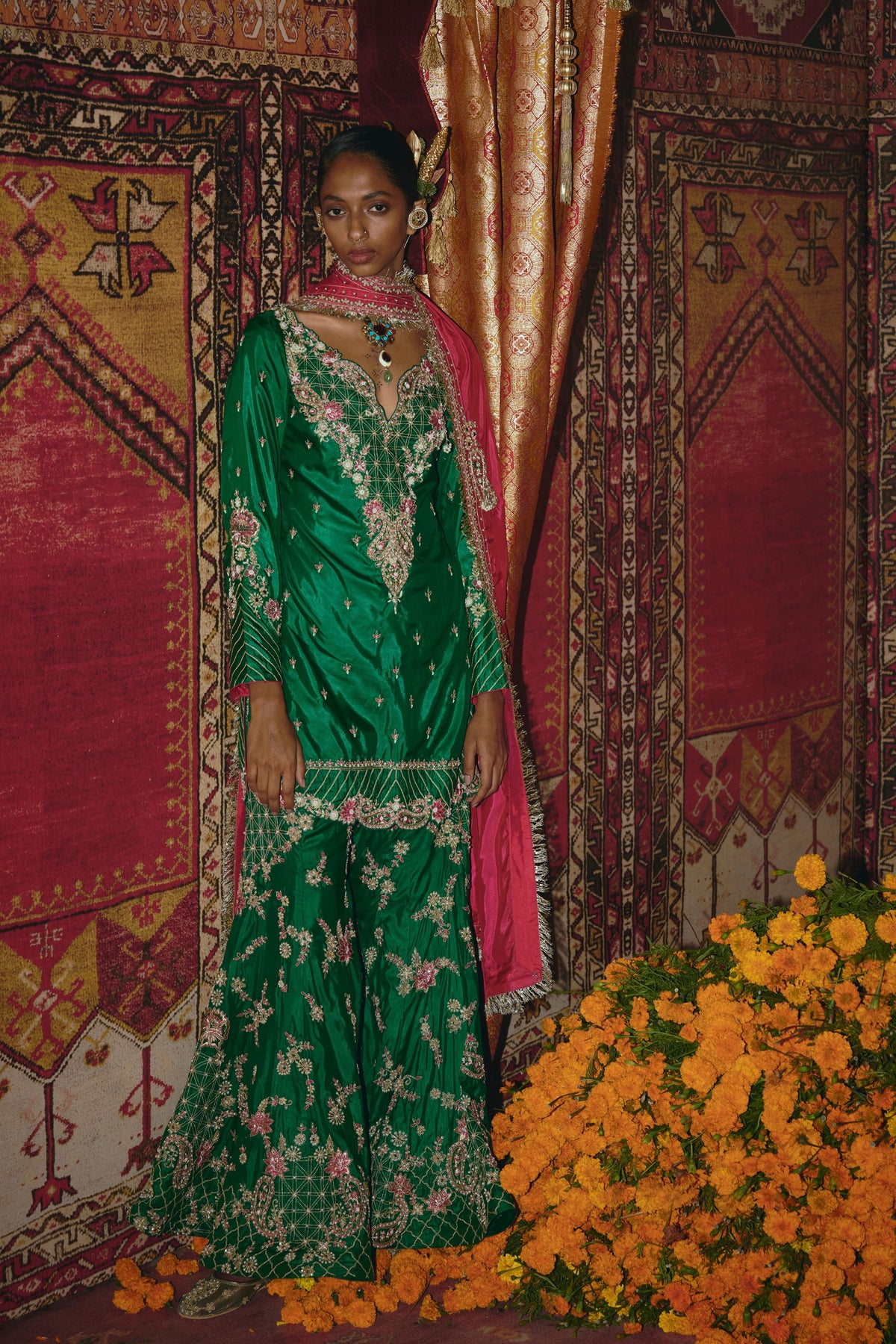 Green Sharara Set