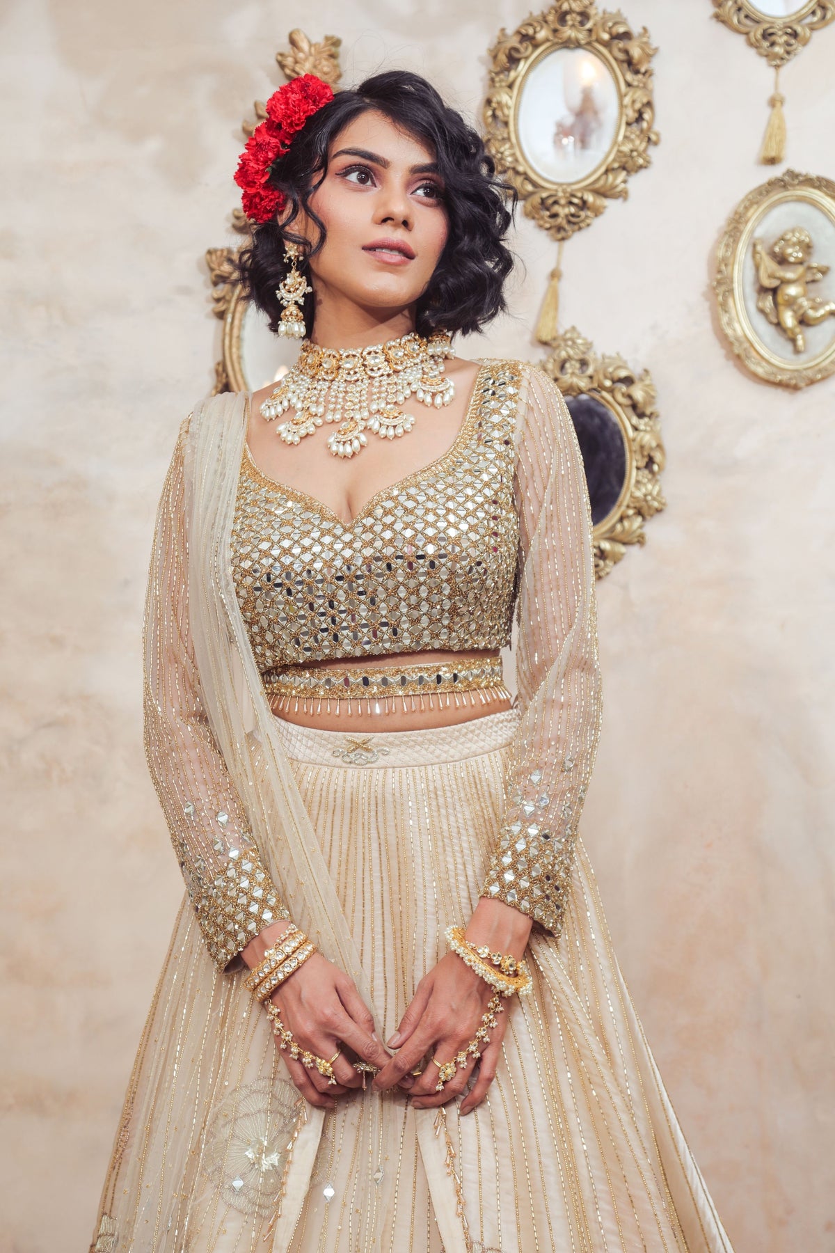 Ivory Embroidered Lehenga Set