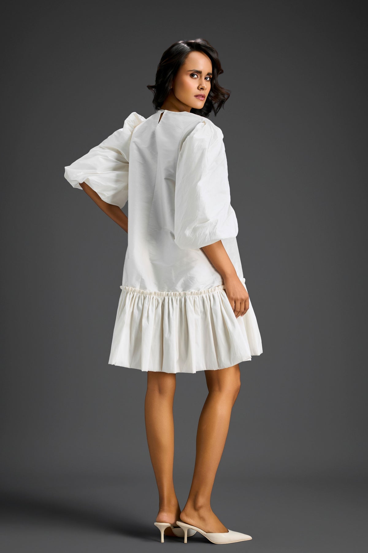 White Floral Embroidery Dress