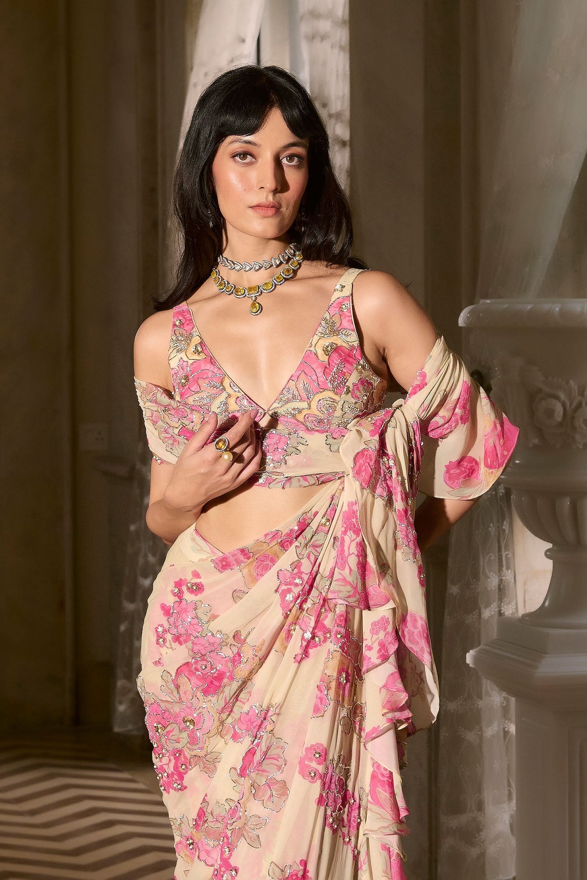 Elettra Pre-draped Saree Set