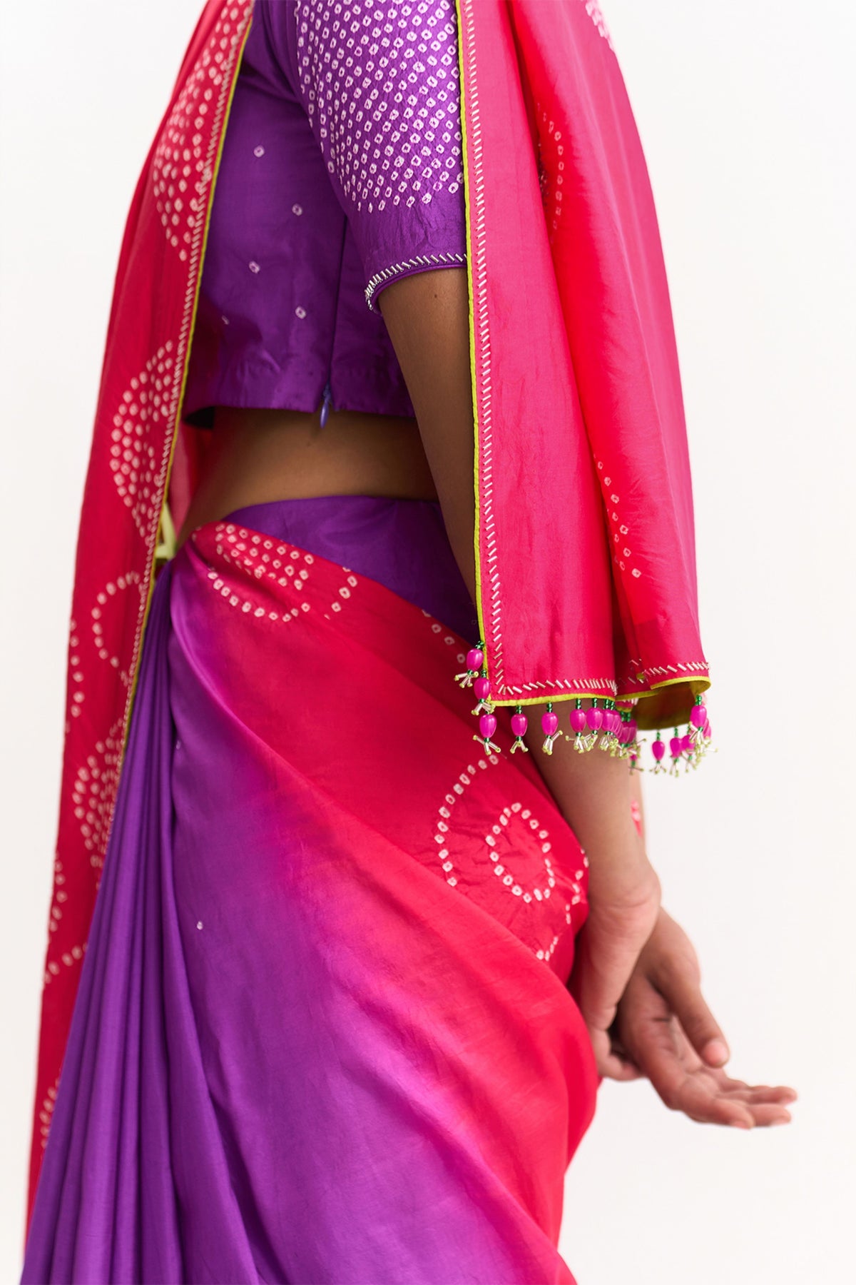 Luna Purple Tomato Saree