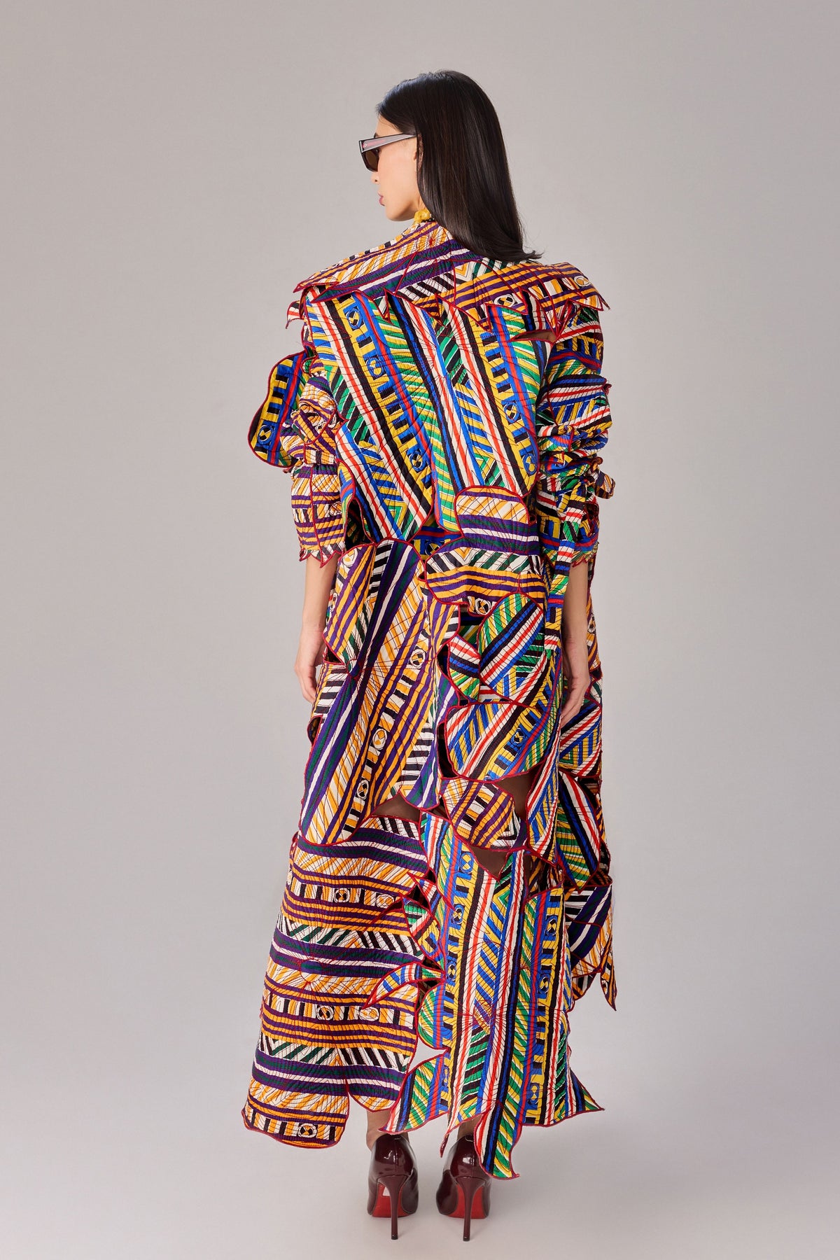 Green Yellow Stripe Effie Coat