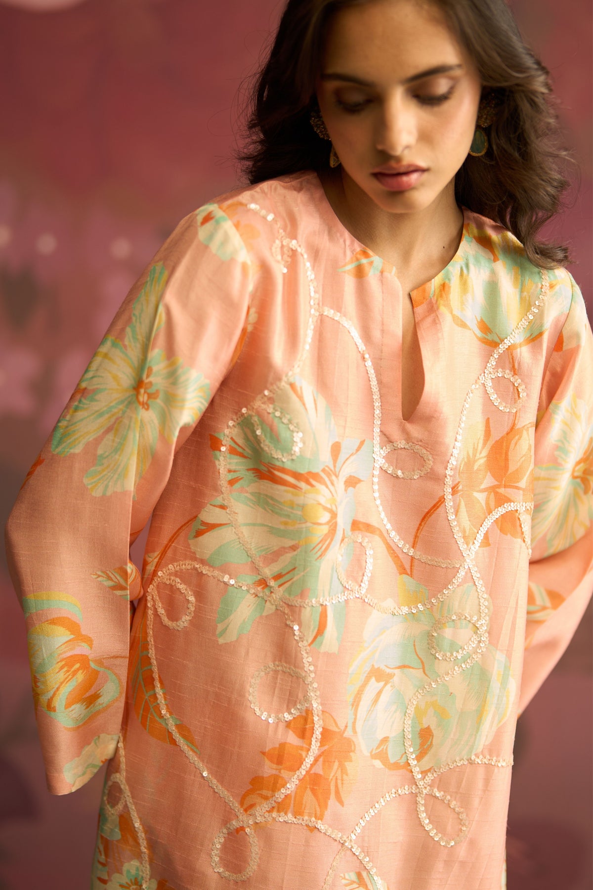 Peach Lilt Bloom Kurta Set