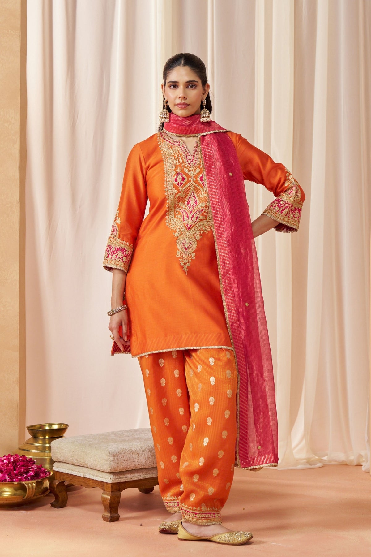Adeela Burnt Orange Kurta Set