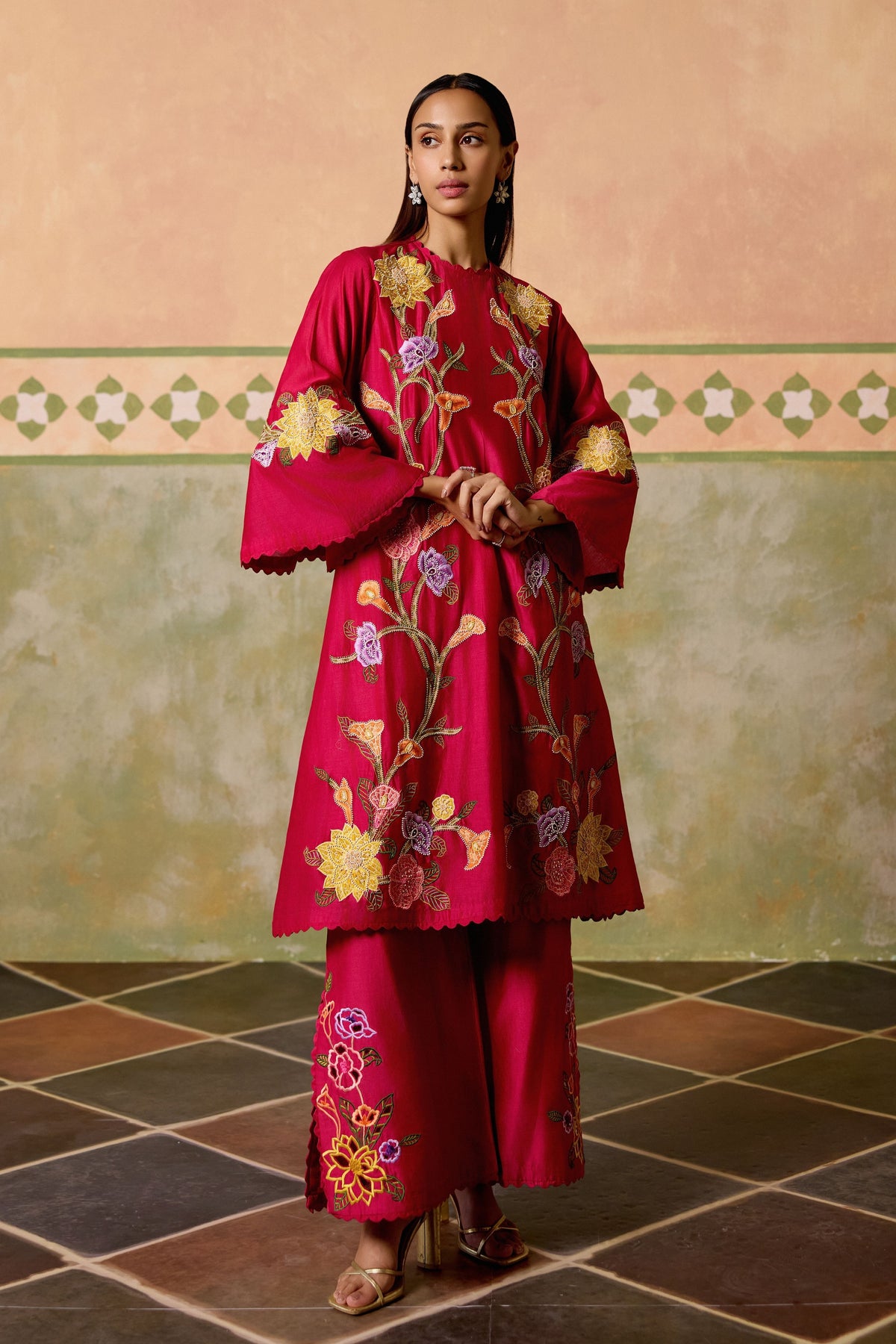 Fuchsia Mosaic Kurta With Pants