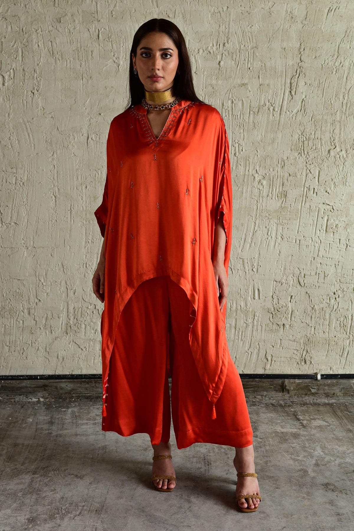 Sunset Orange Shazia Pant Set