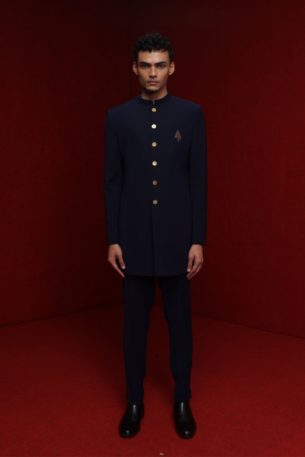 Navy Blue Bandhgala Set