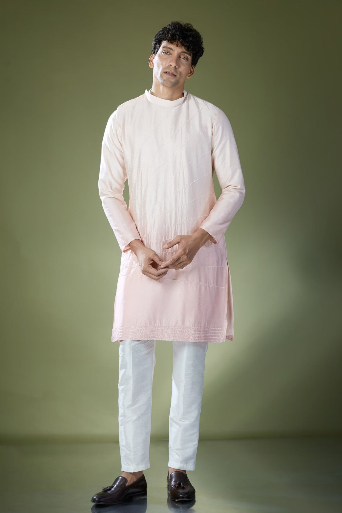 Peach Ombre Embroidered Kurta Set
