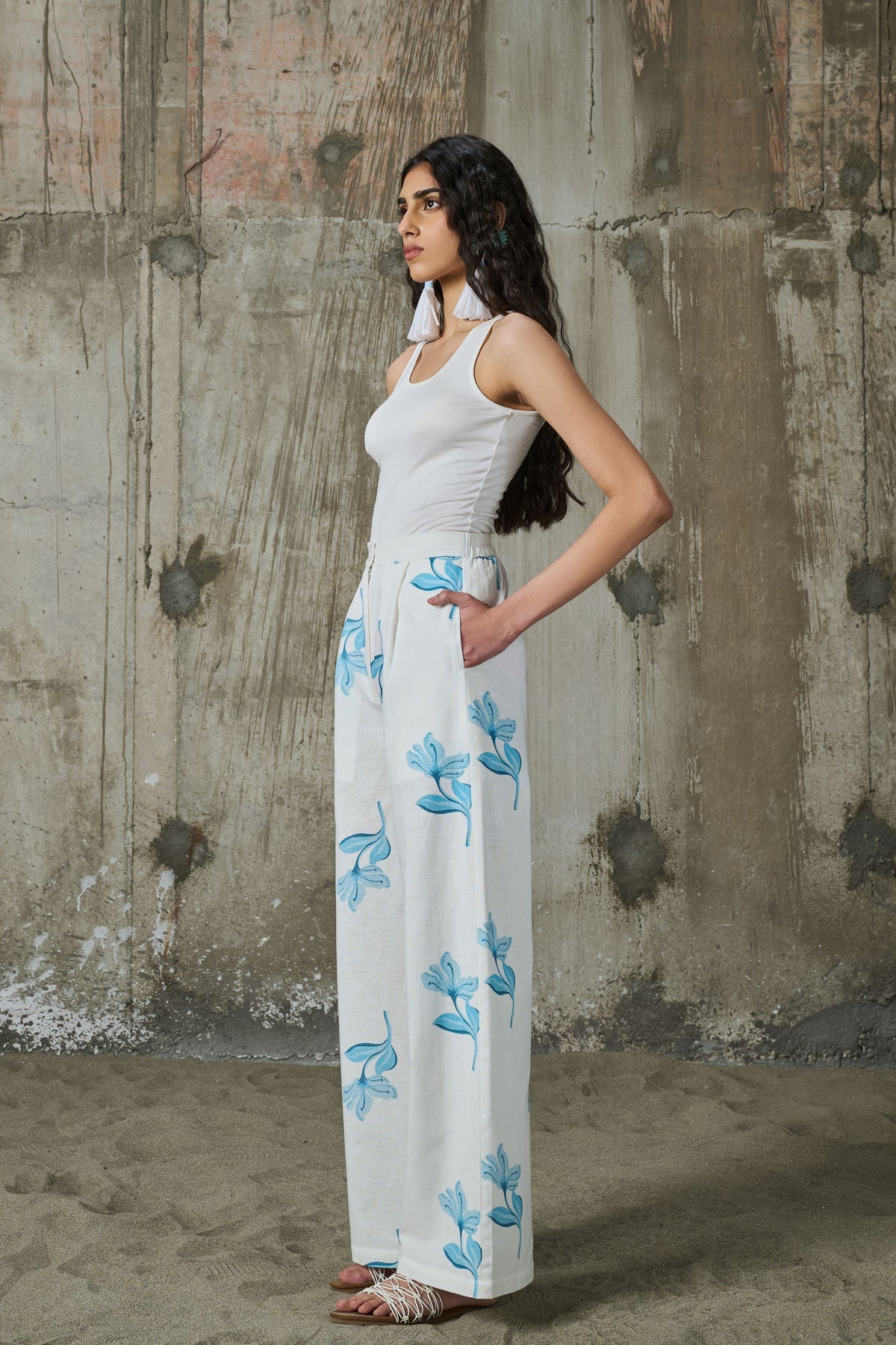 Moonlit Bloom Straight Trousers