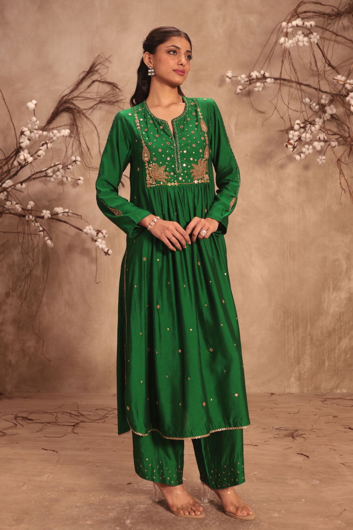 Green Frockstyle Kurta Set