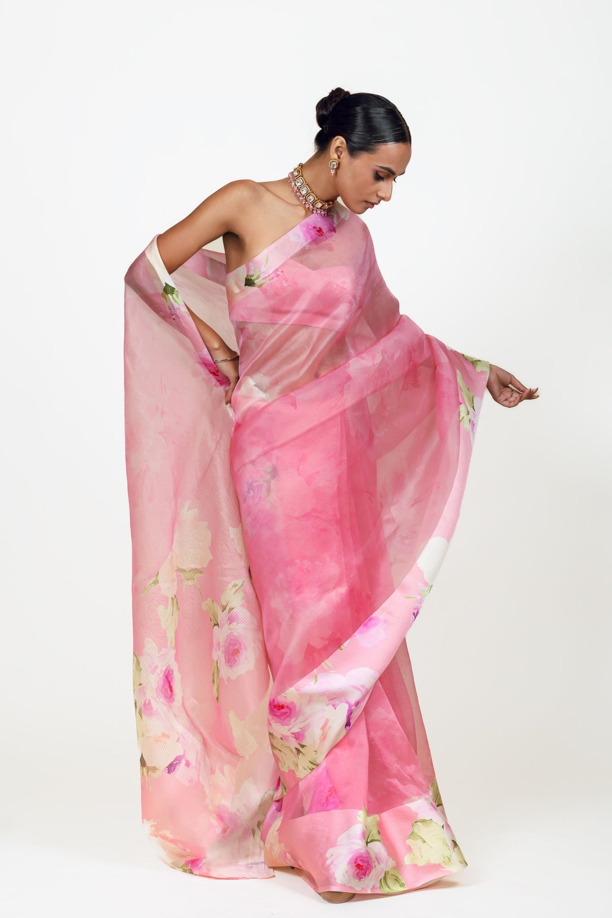 Alea Pink Organza Saree