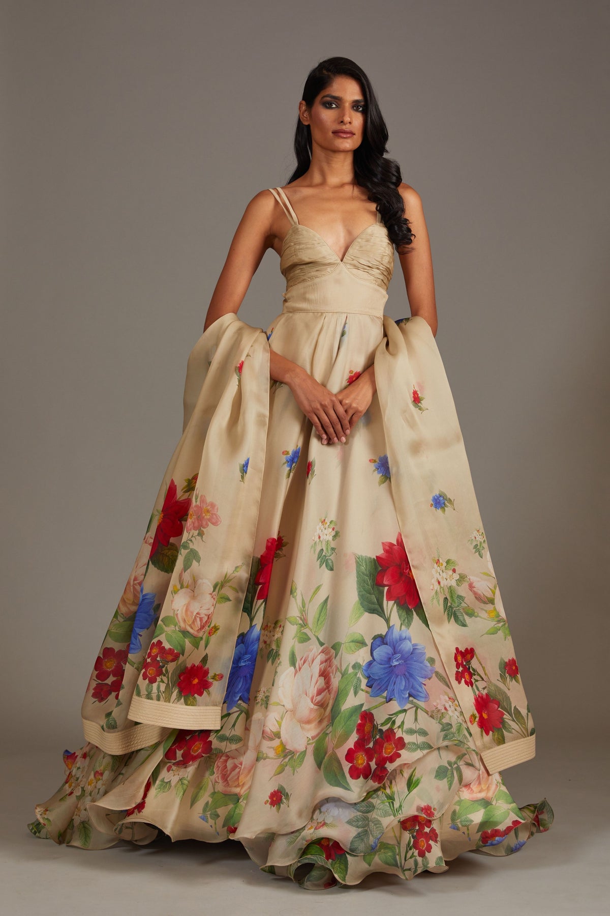 Light Pewter Chanderi Anarkali Set