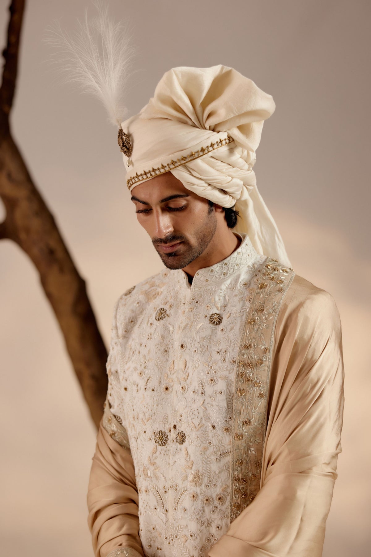 Ivory &amp; Gold Sherwani Set