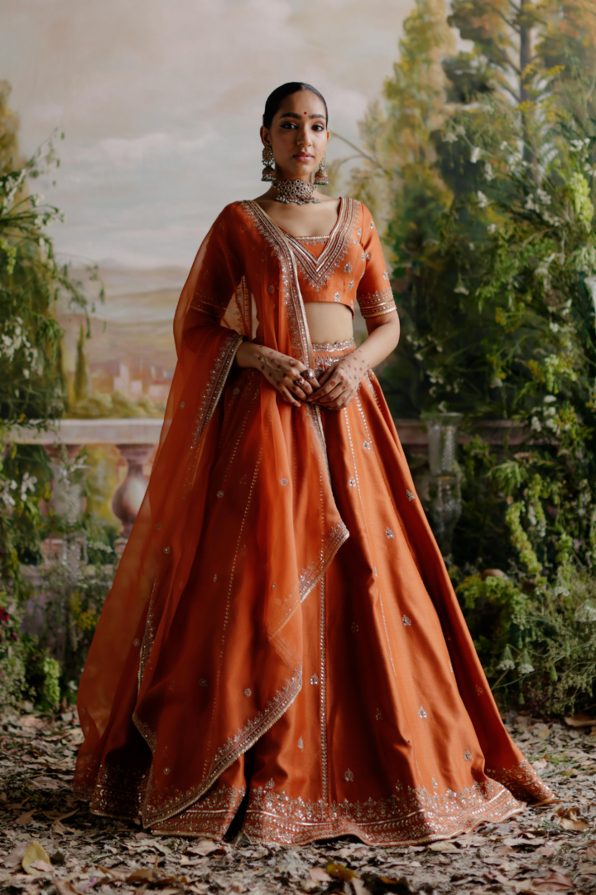 Rust Orange Lehenga Set