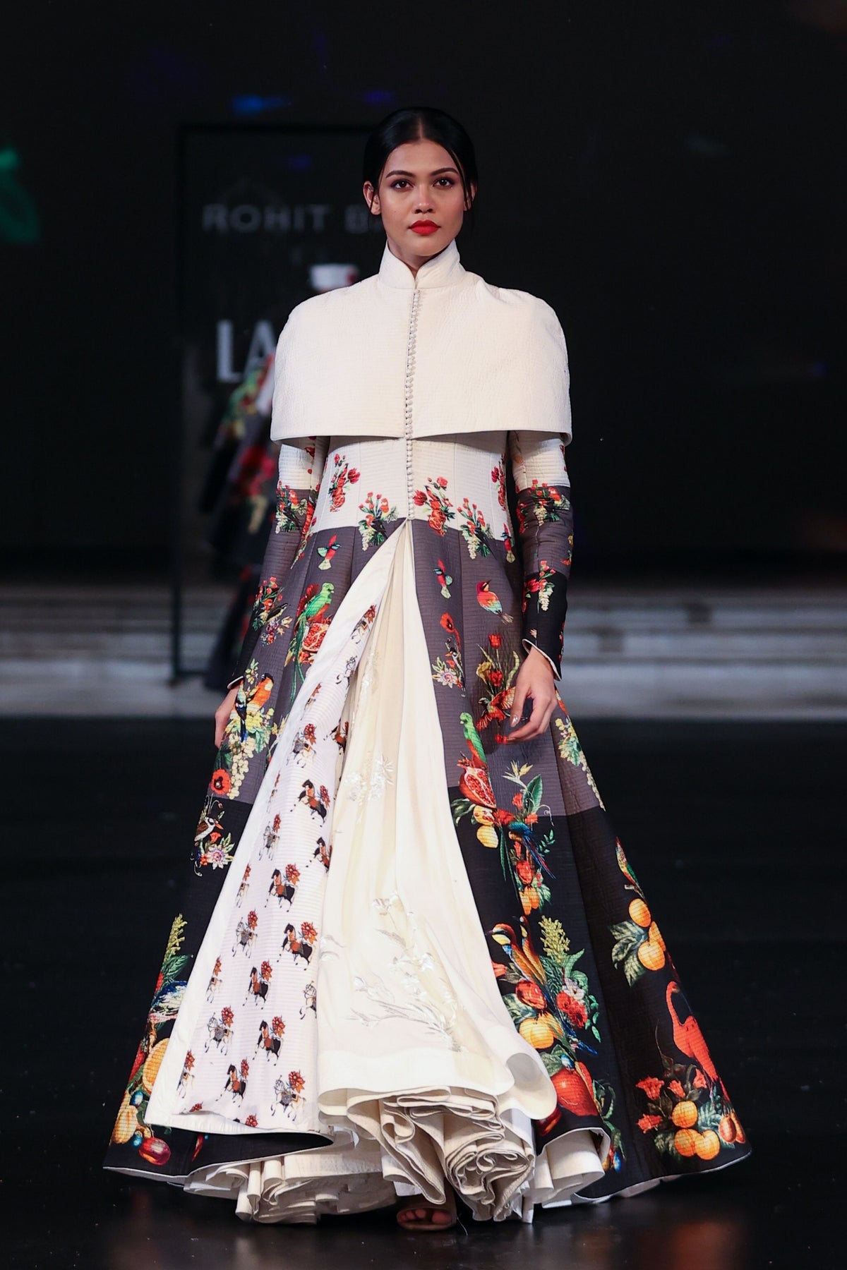 Embroidered Long Printed Quilted Jacket