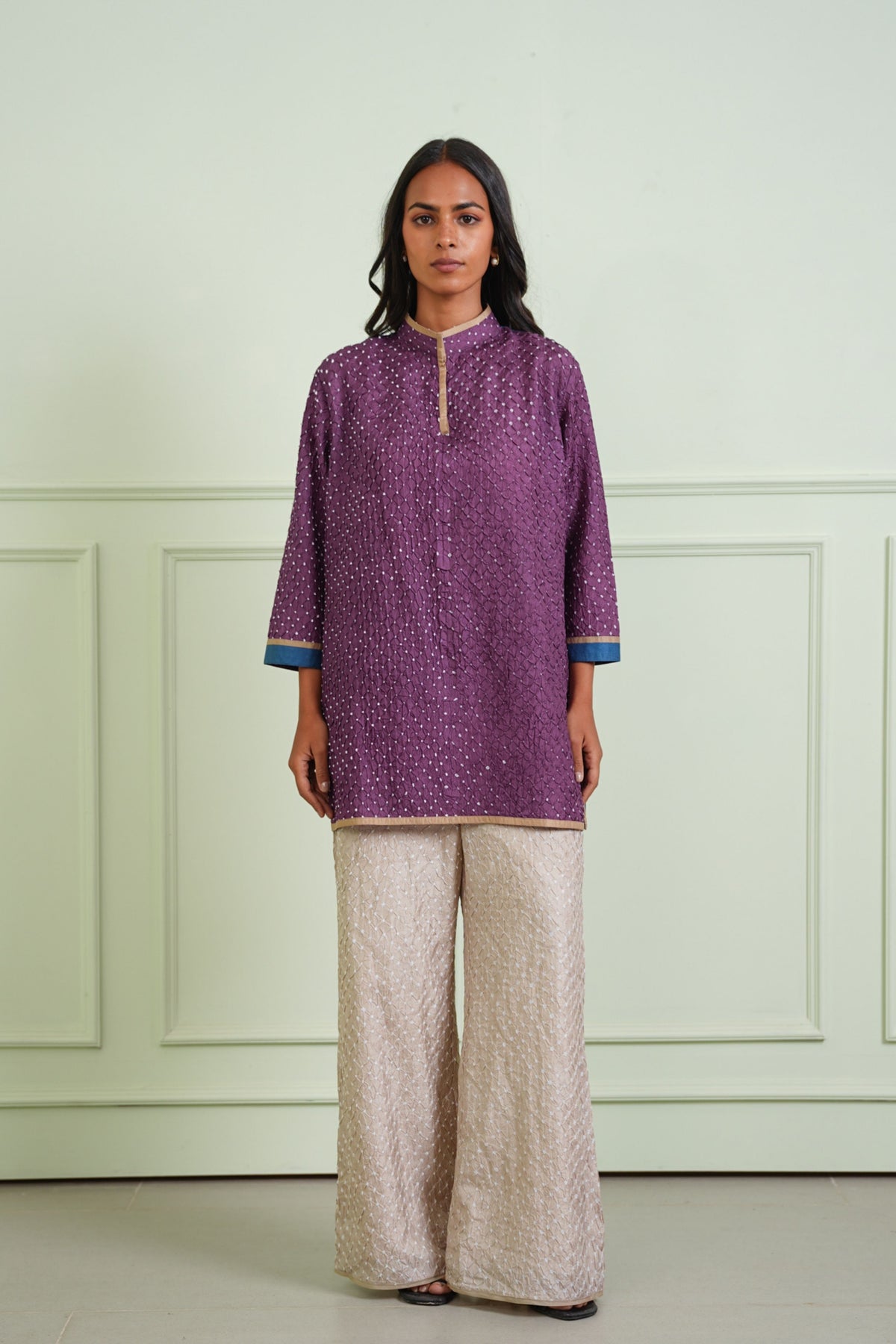 Lilac Crushed Bandhani Shirt