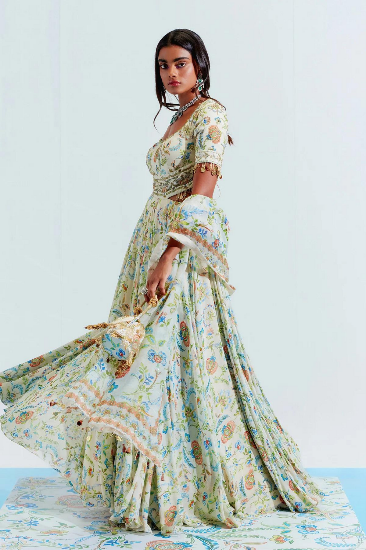 Bushra Ivory Embroidered Anarkali Set