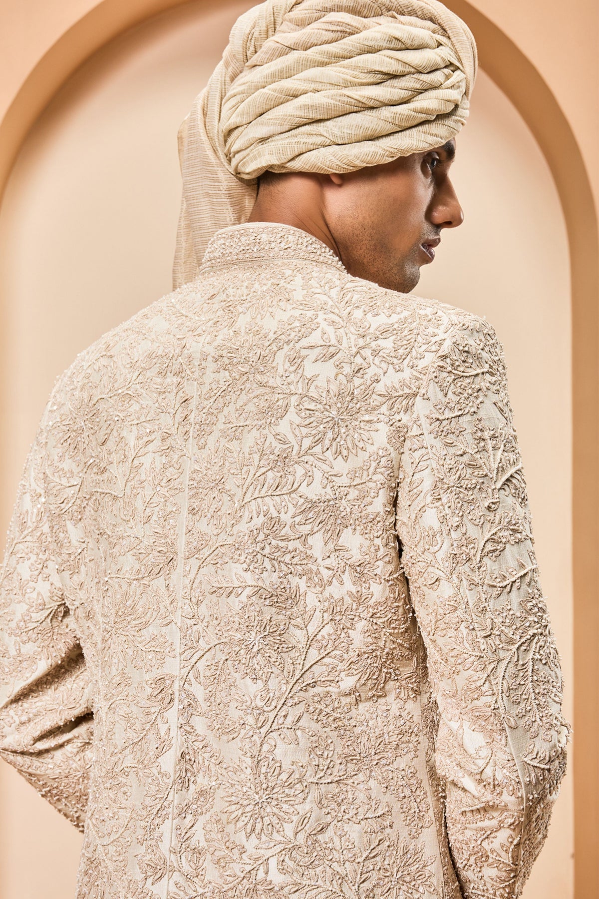 Golden Zari Sherwani Set