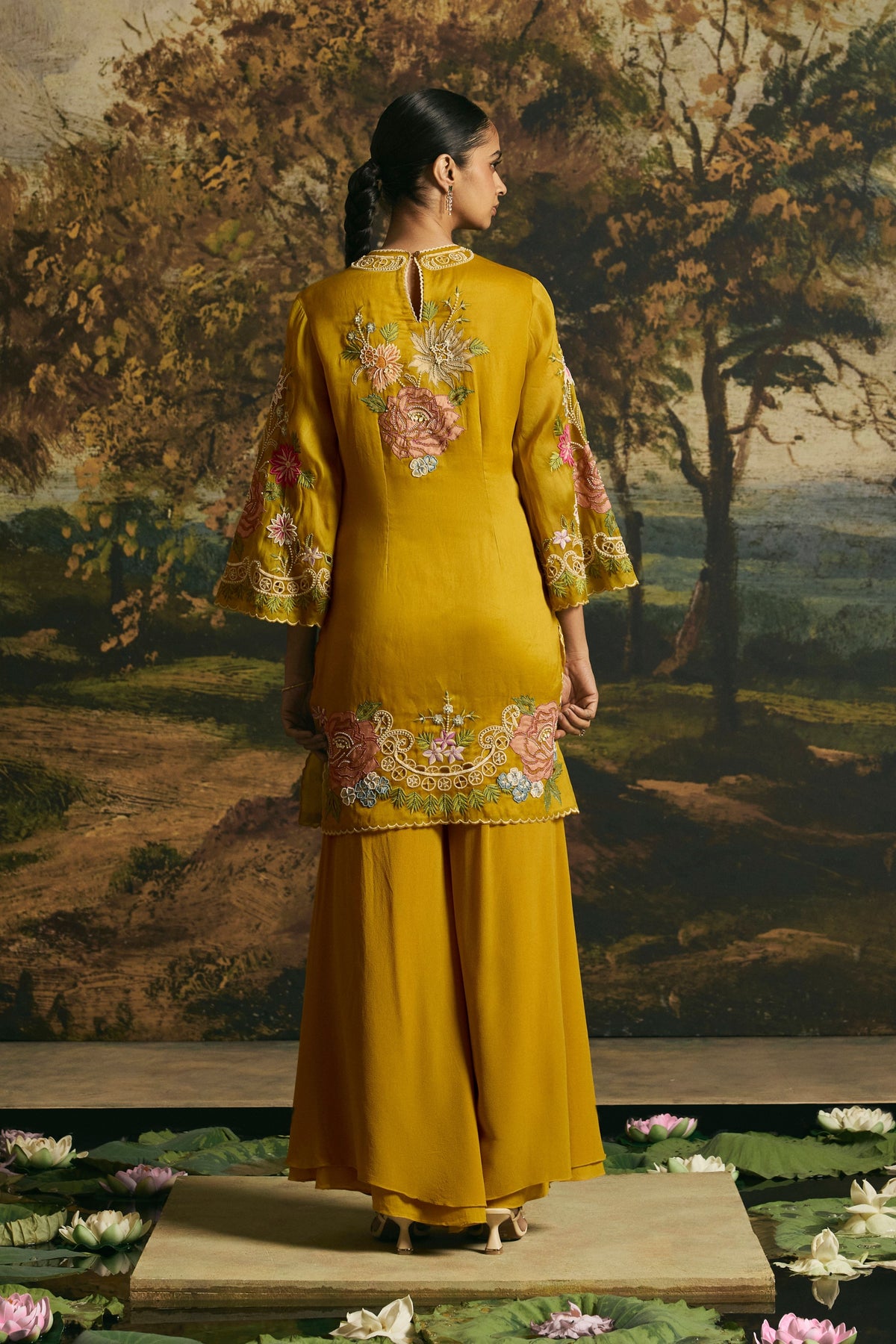 Amber Yellow Floral Kurta Set