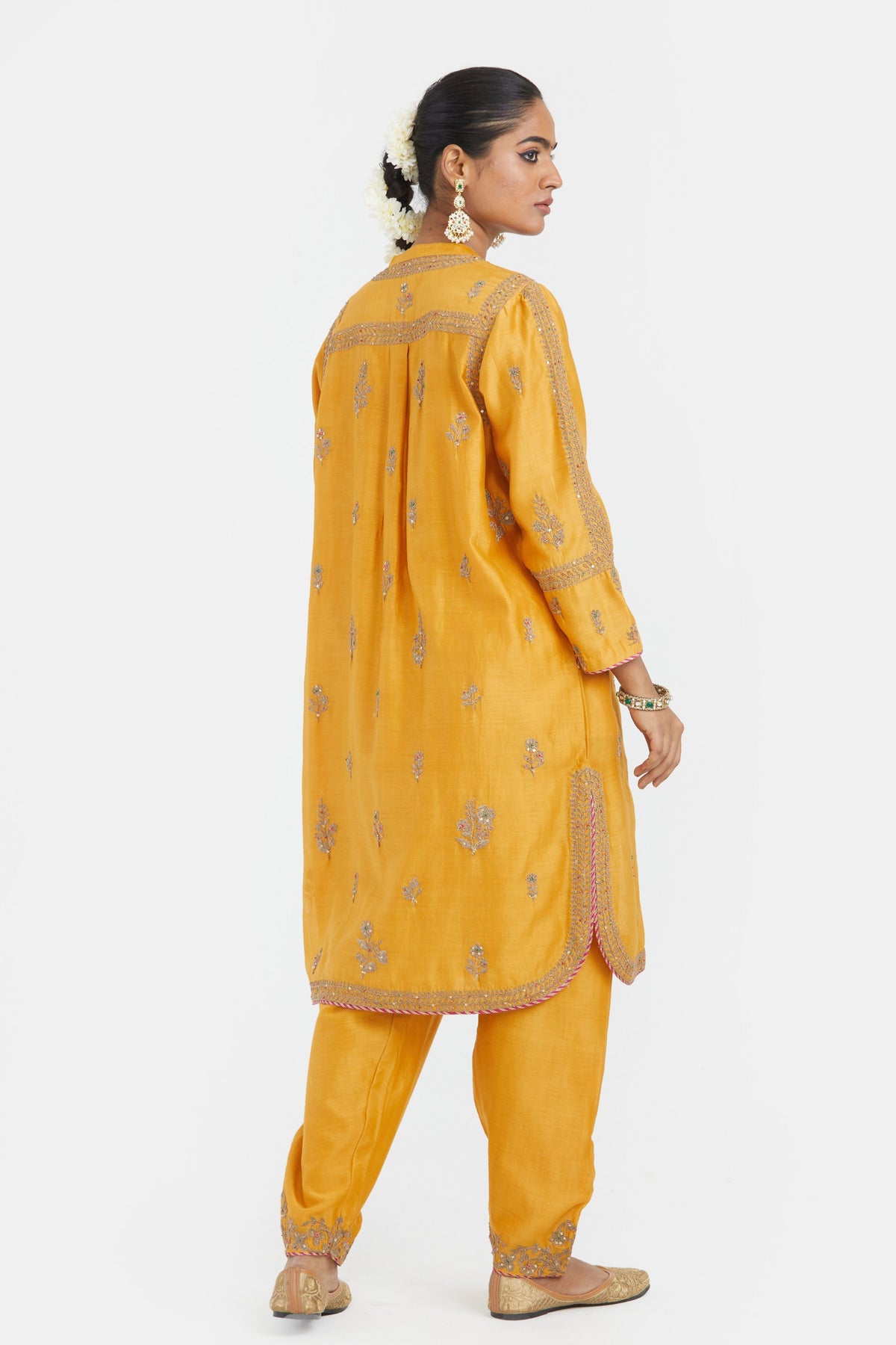 Deep Yellow Silk Kurta Set