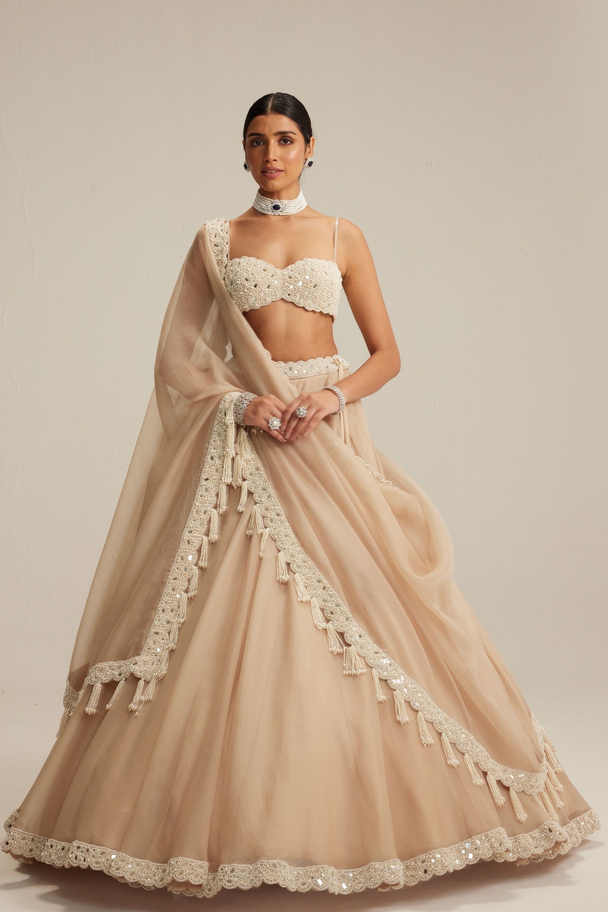 Light Beige OAS Lehenga Set