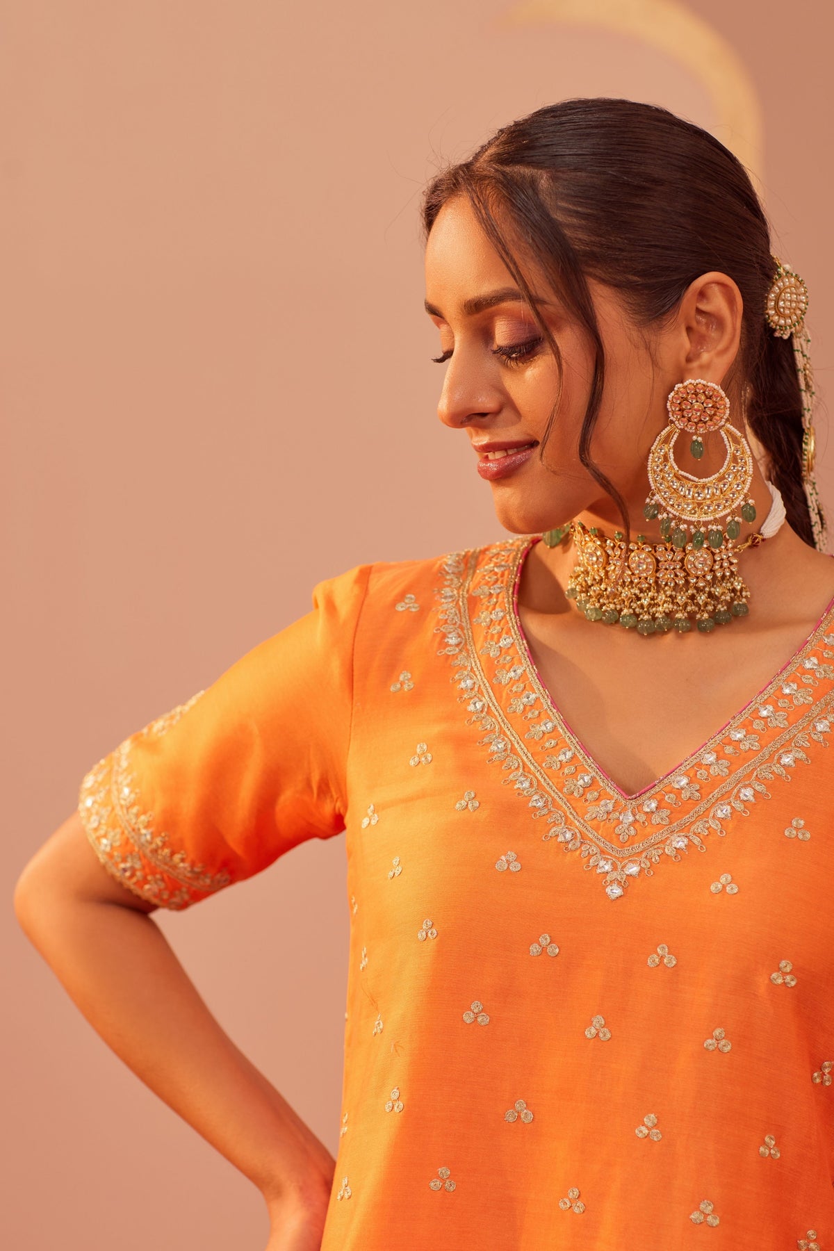 Faaiza Orange Lehenga Set