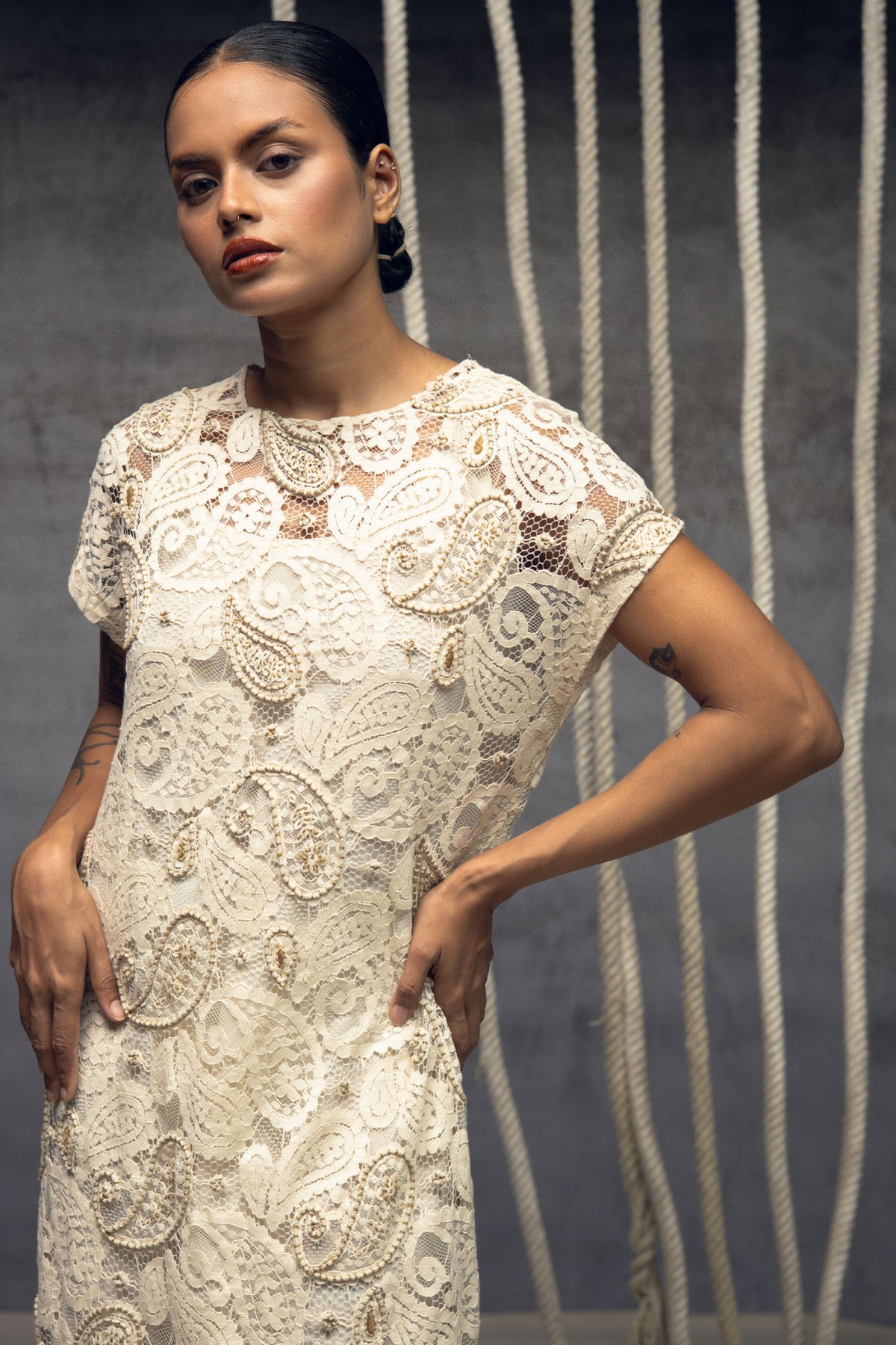 Ivory Paisley Lace Midi