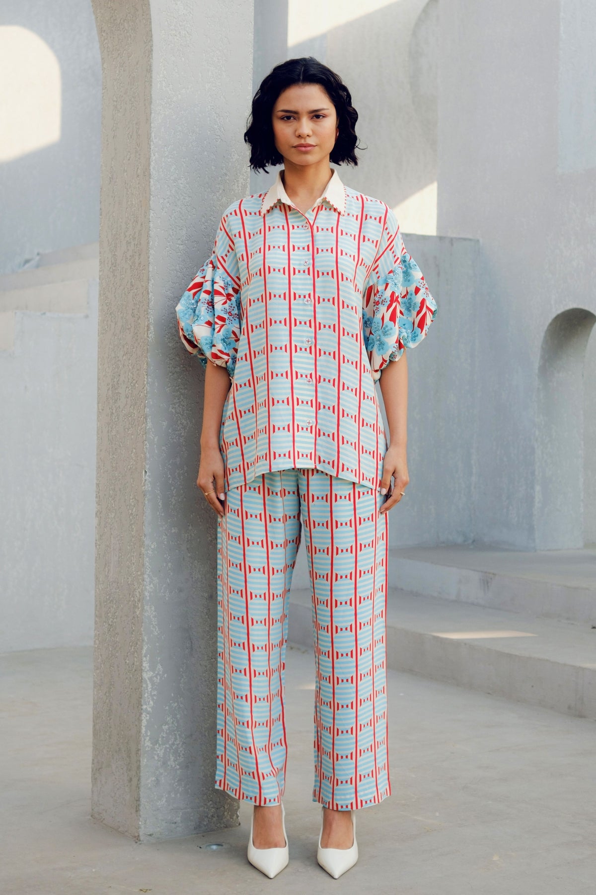 White Print Play Balloon Shirt