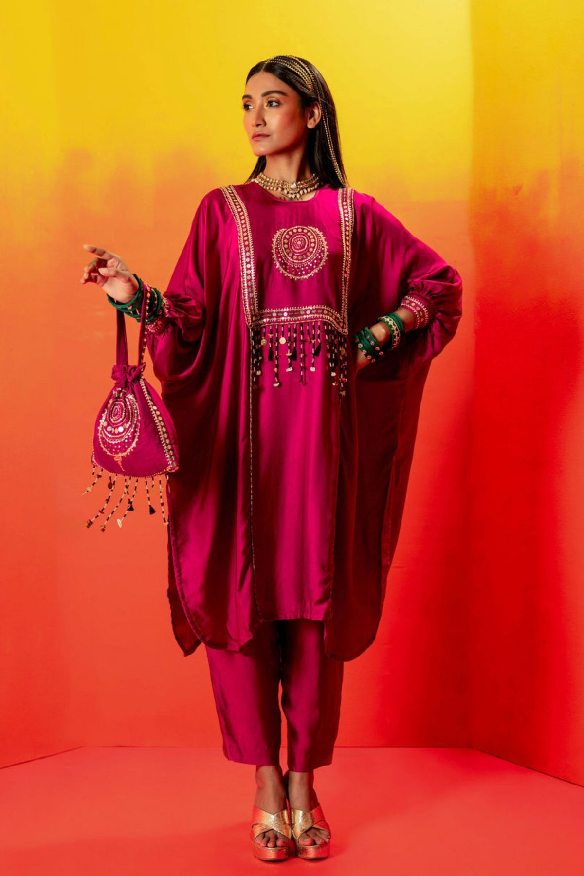 Tara Pink Kaftan Set