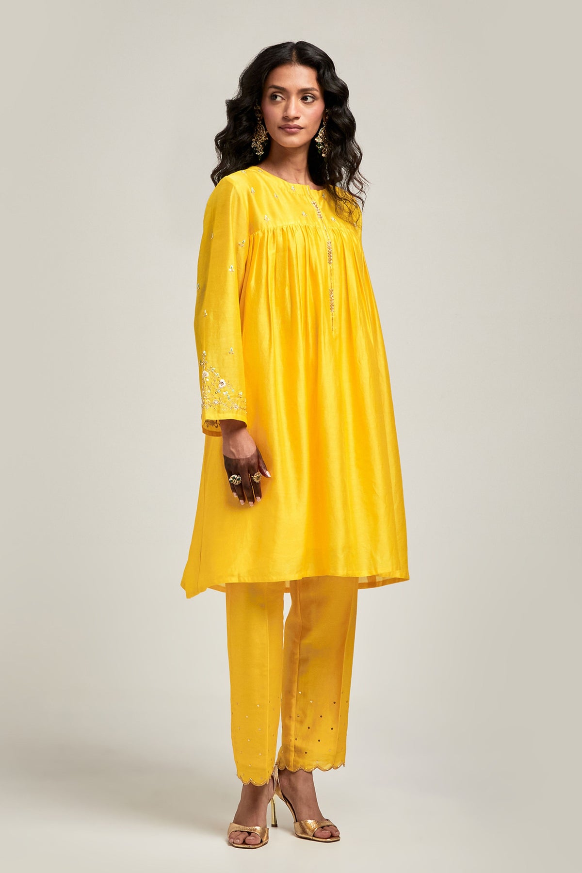 Yellow Short Kurta Set