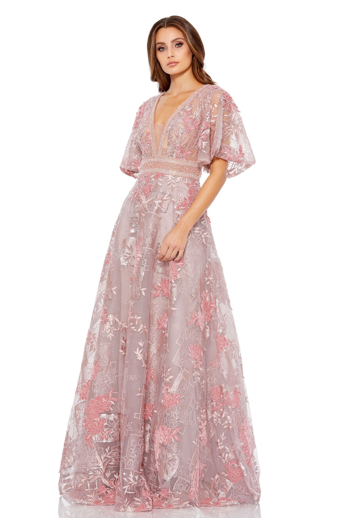 Short Flounce Sleeve Gown
