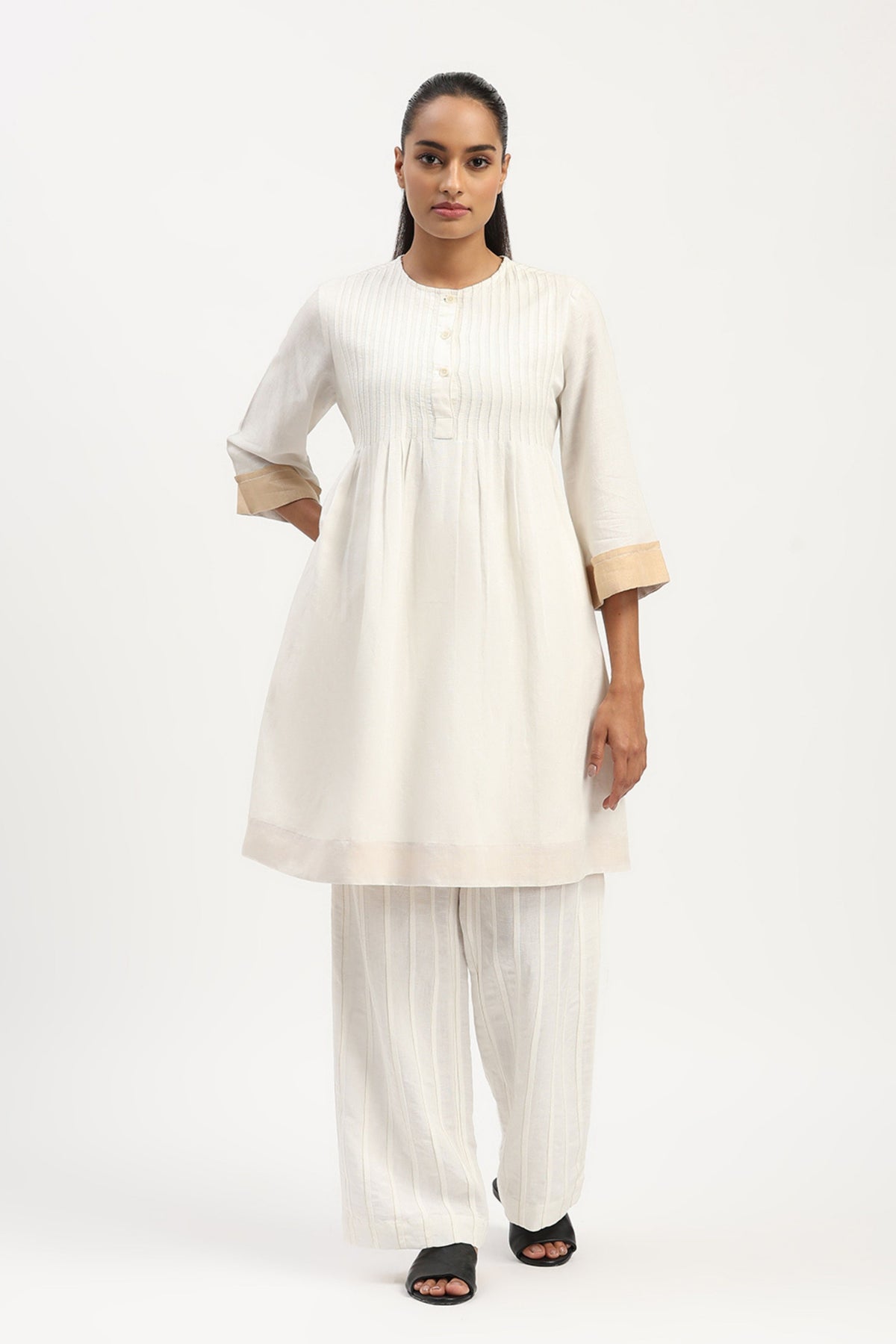 Pleated Linen Dress