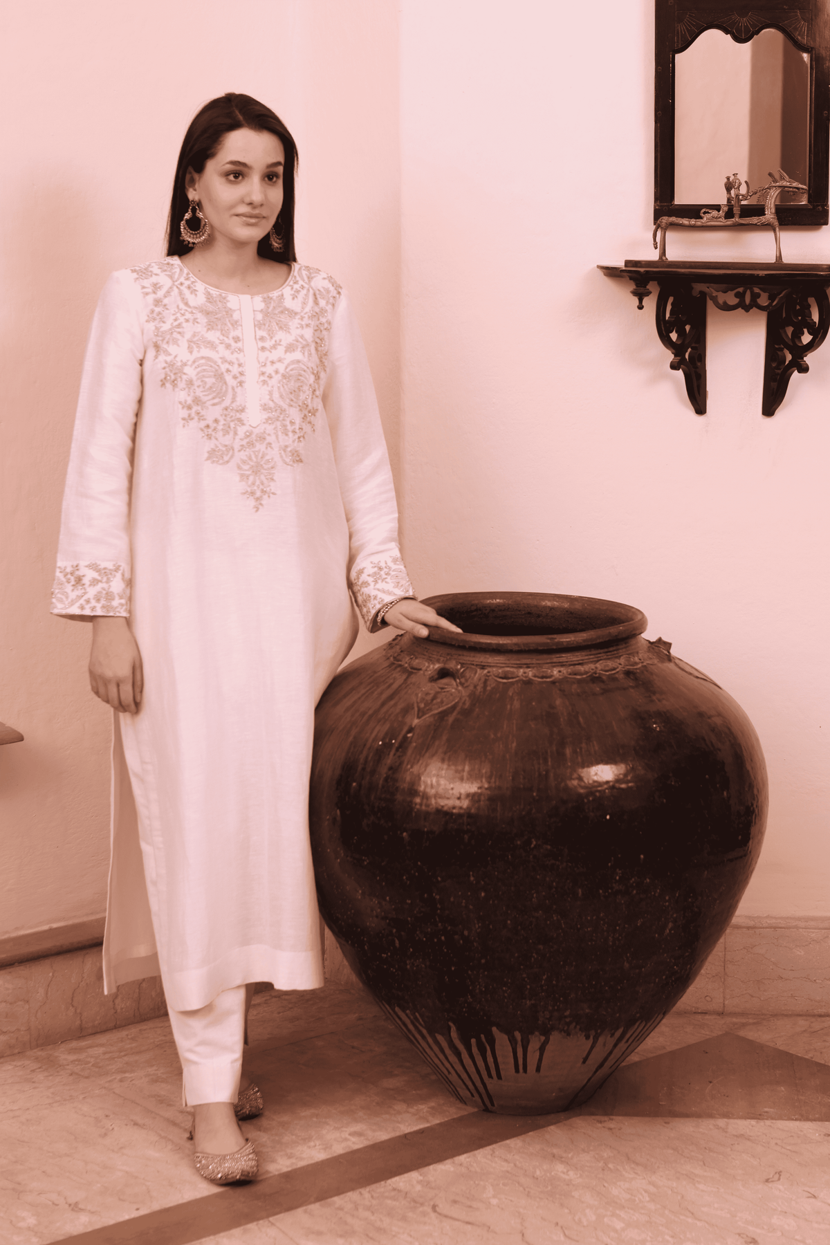 Hand Embroidered Kurta And Pant