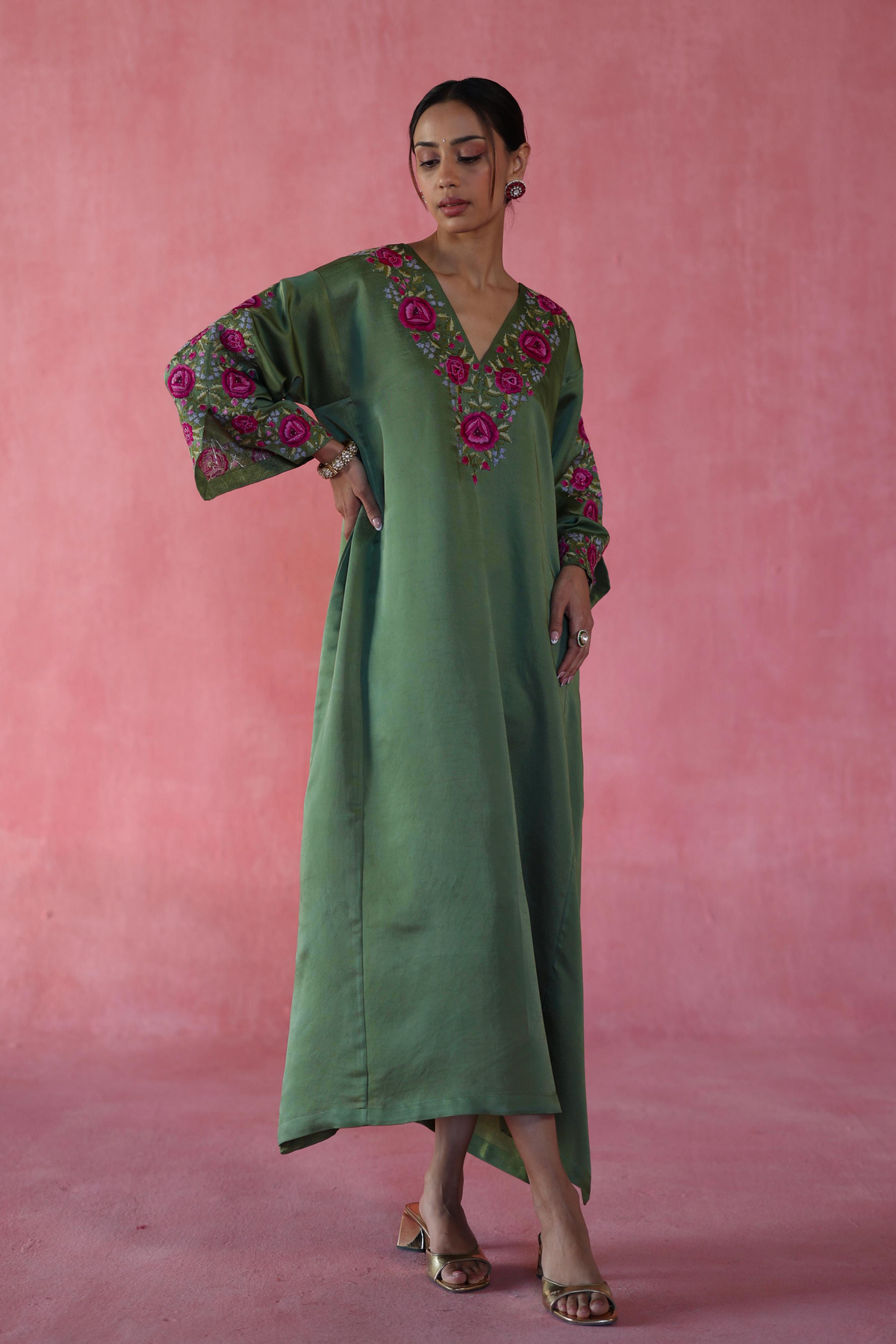 Green Sheermal Kaftan