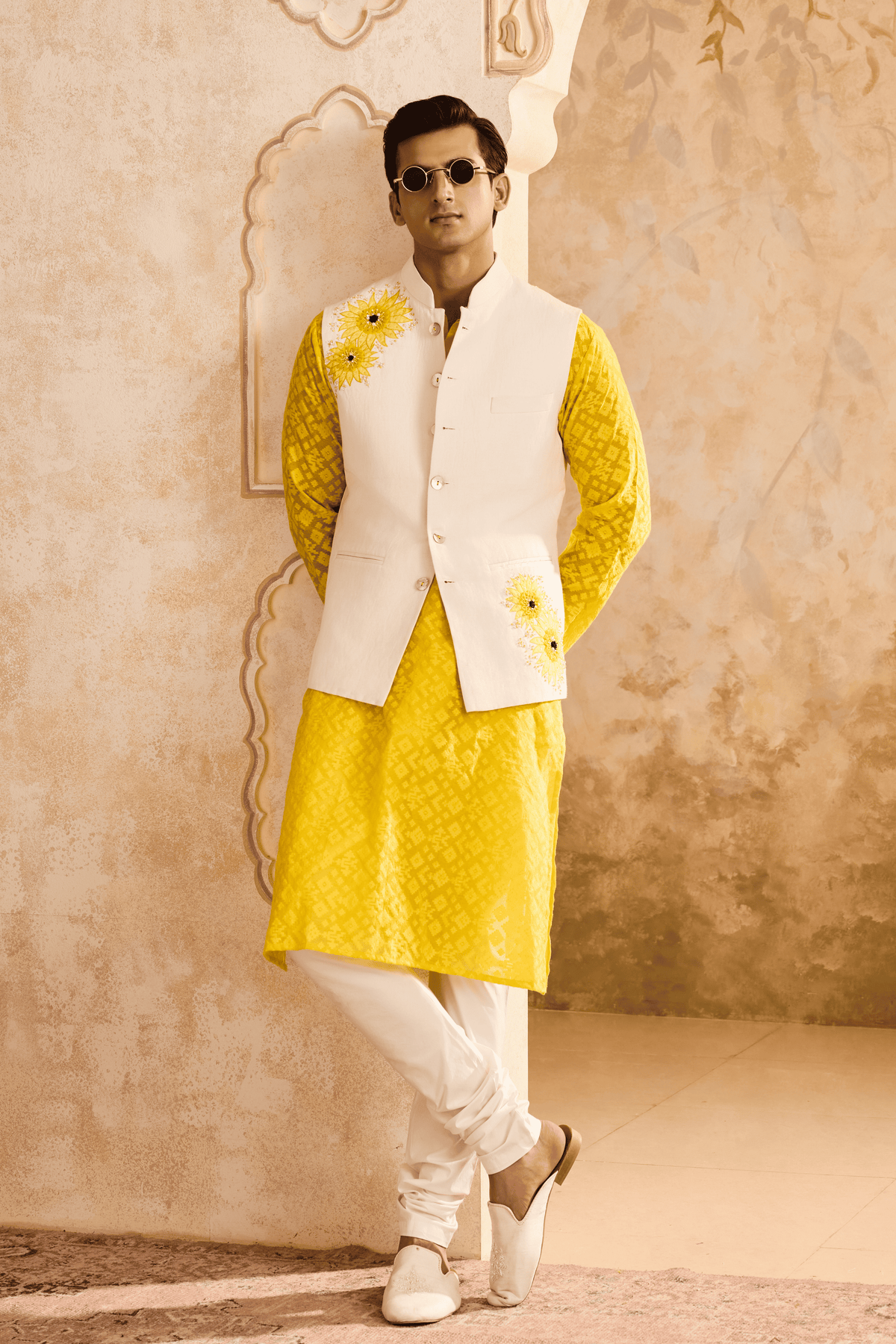 Floral Bundi Yellow Kurta Set