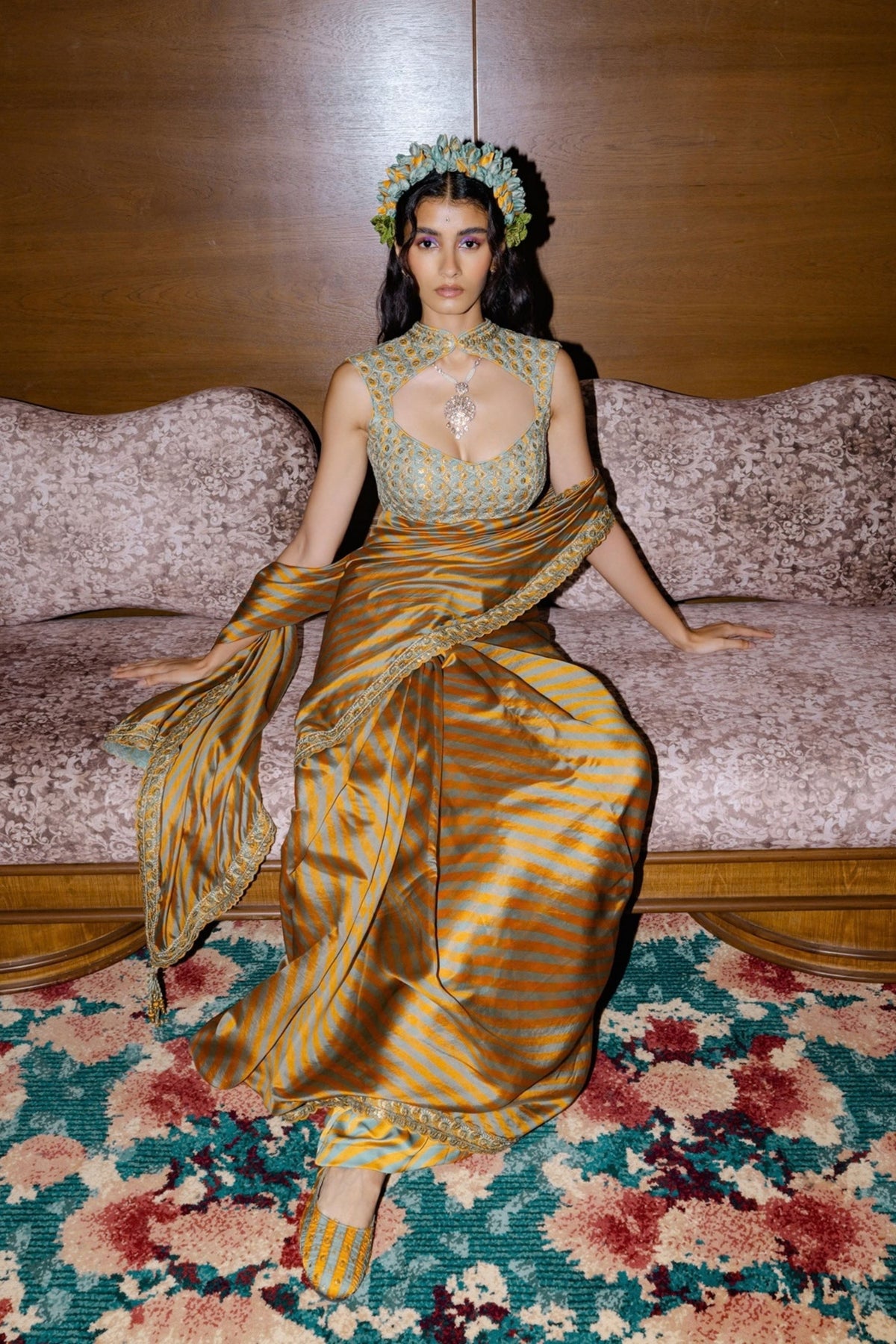 Mustard Saree Set
