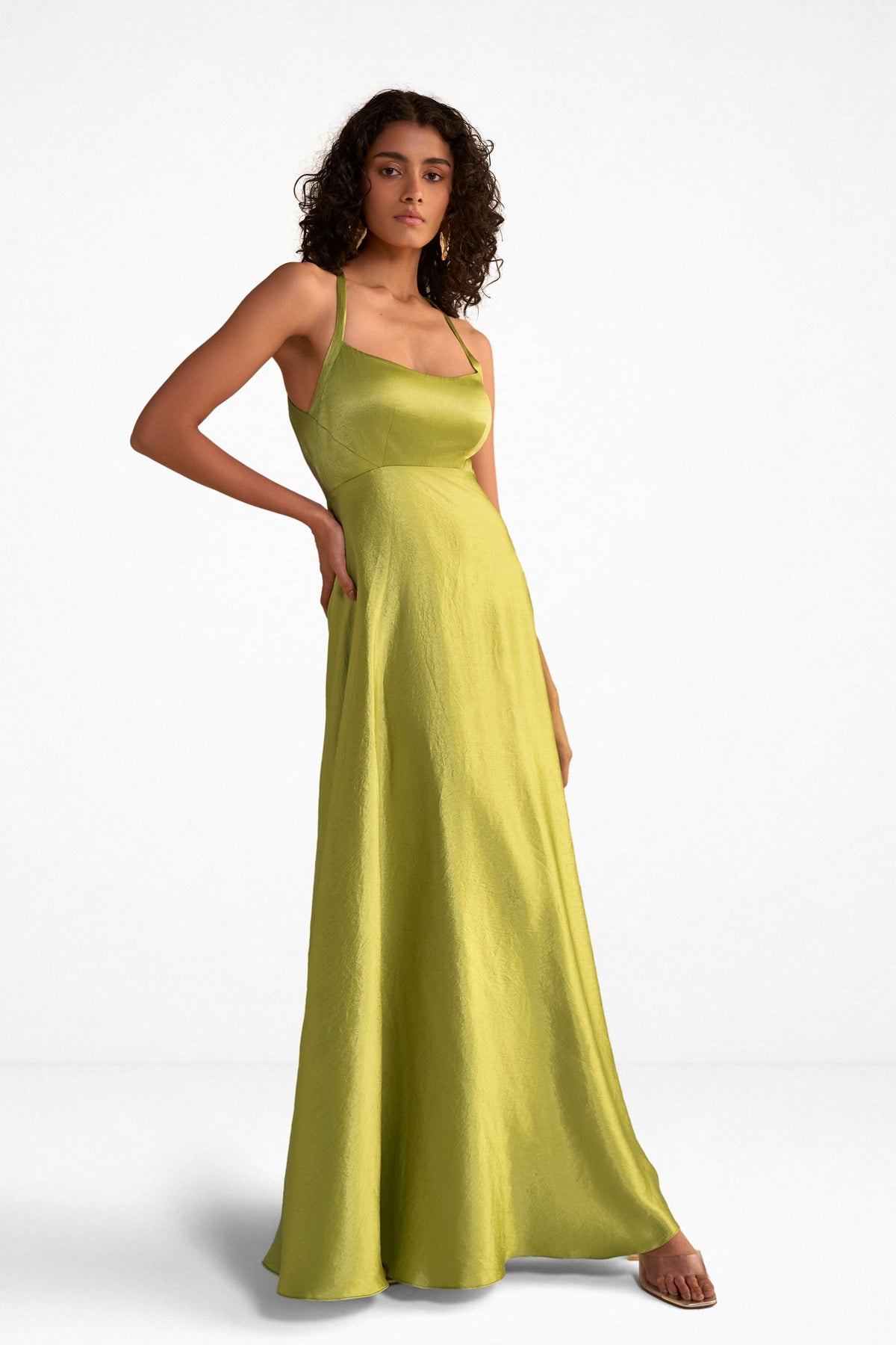 Lime Satin Gown