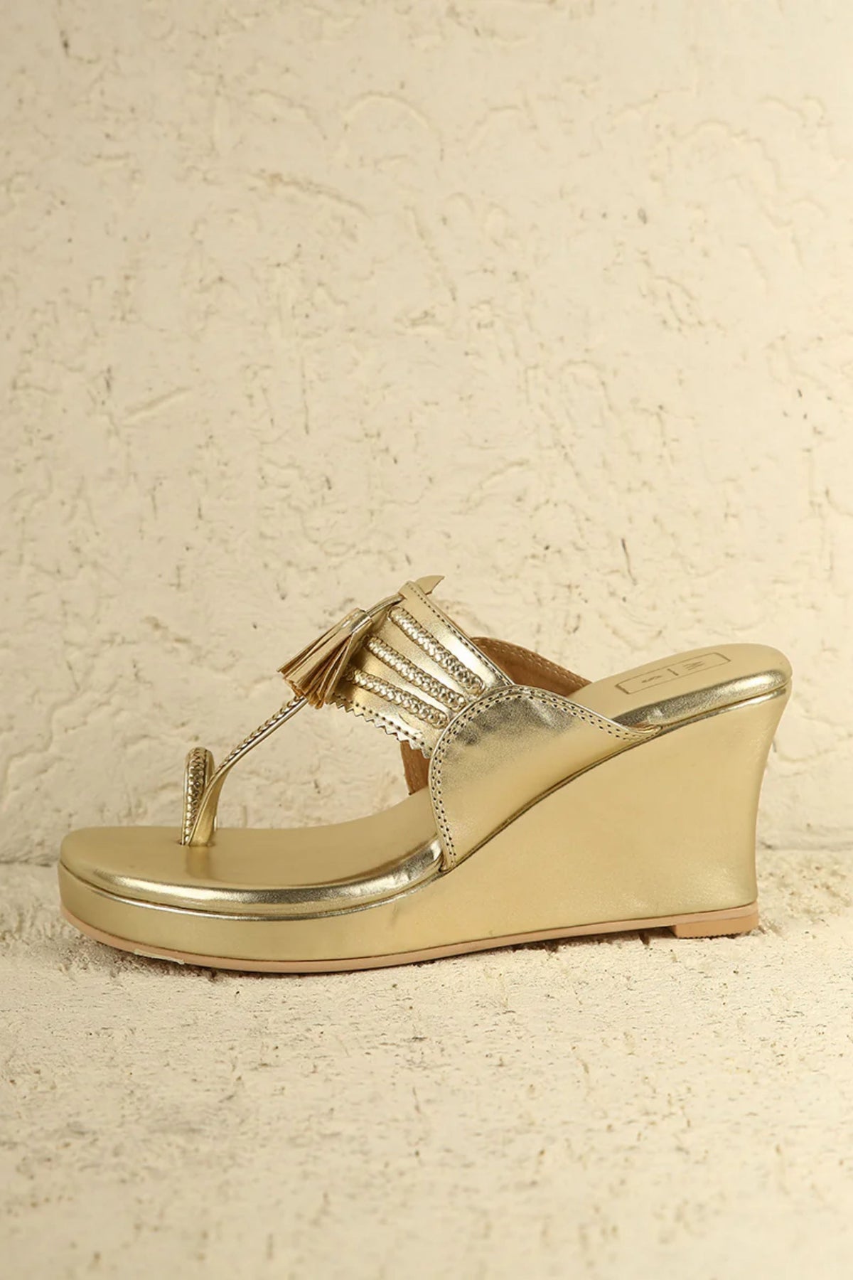 Alia Gold Wedge Heel Sandals