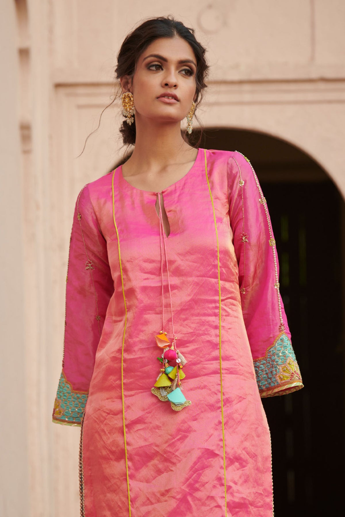 Zahra Hot Pink Bell Short Kurta Set