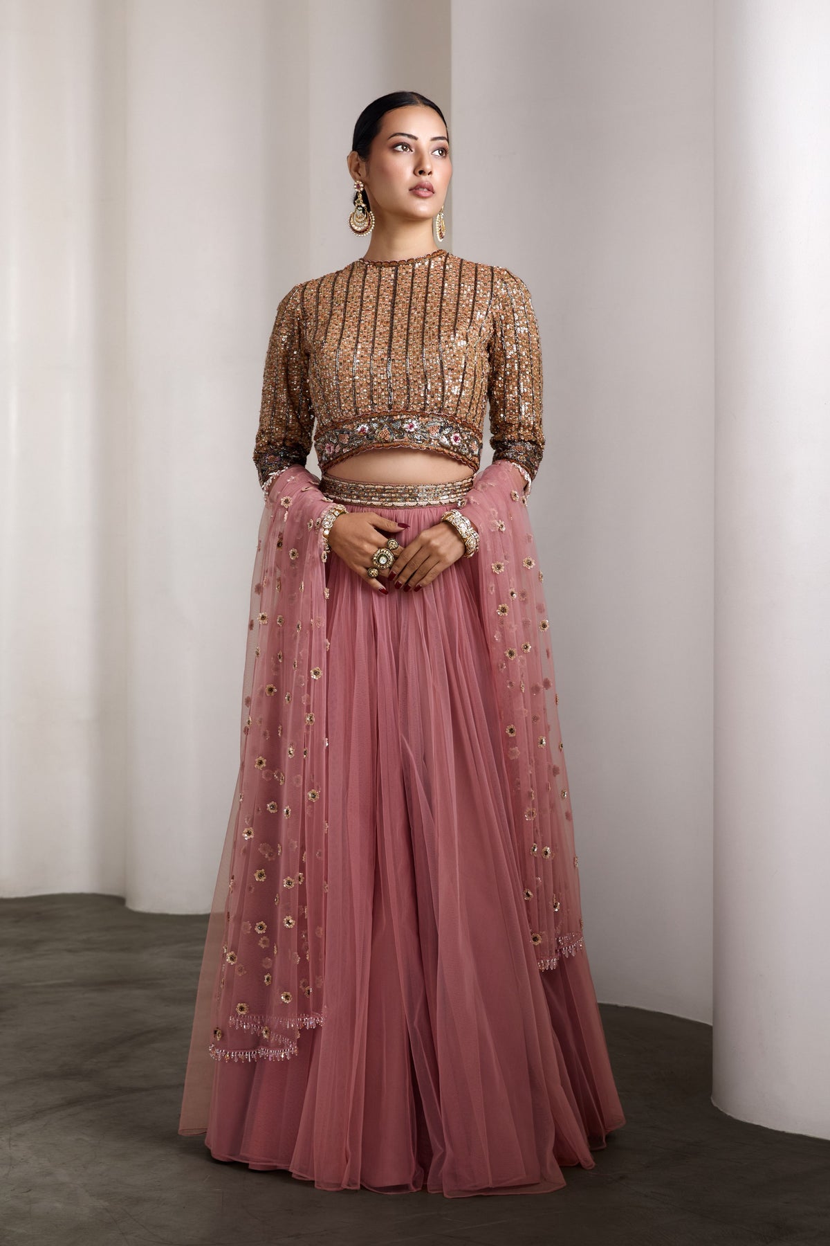 Mauve Sequin Lehenga Set