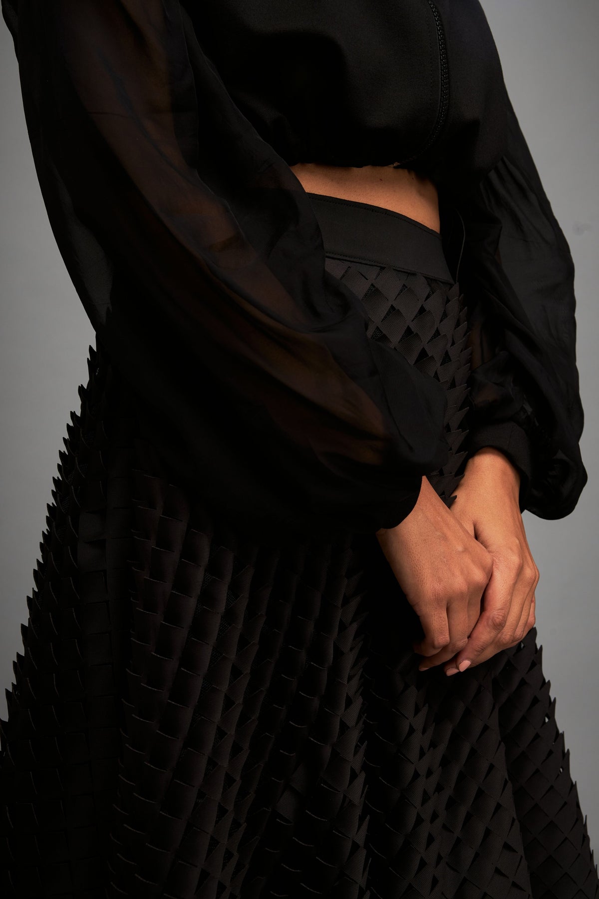 Black Jacket With Line Skirt