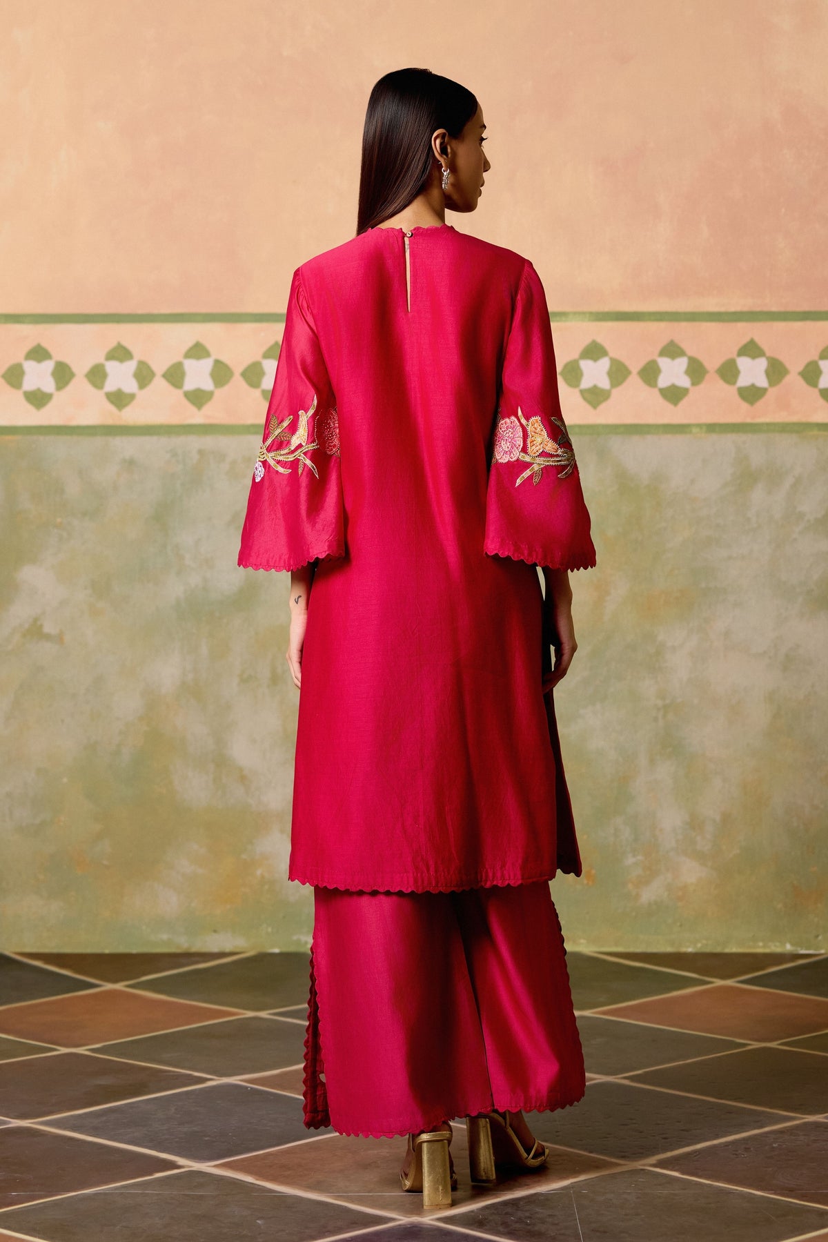 Fuchsia Mosaic Kurta With Pants