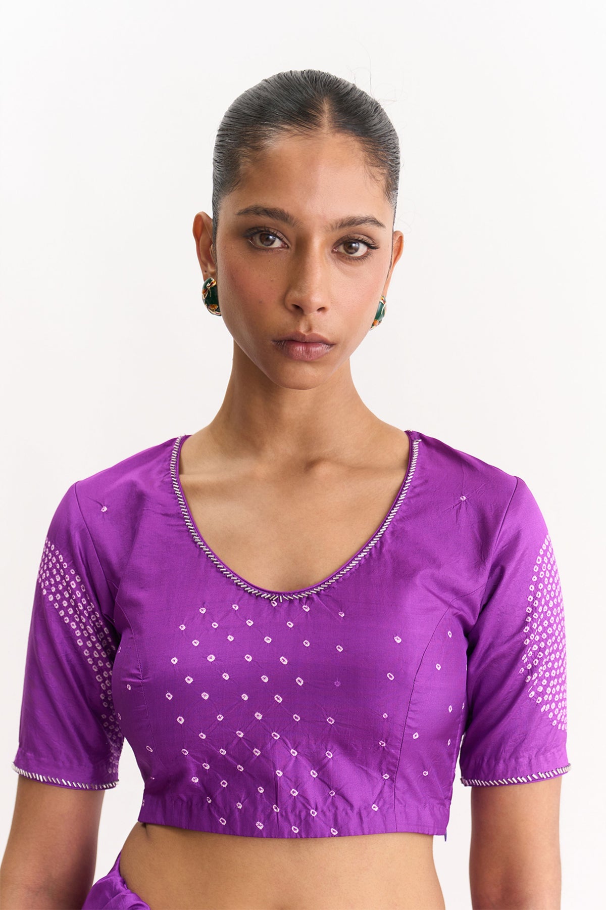 Luna Purple Tomato Saree