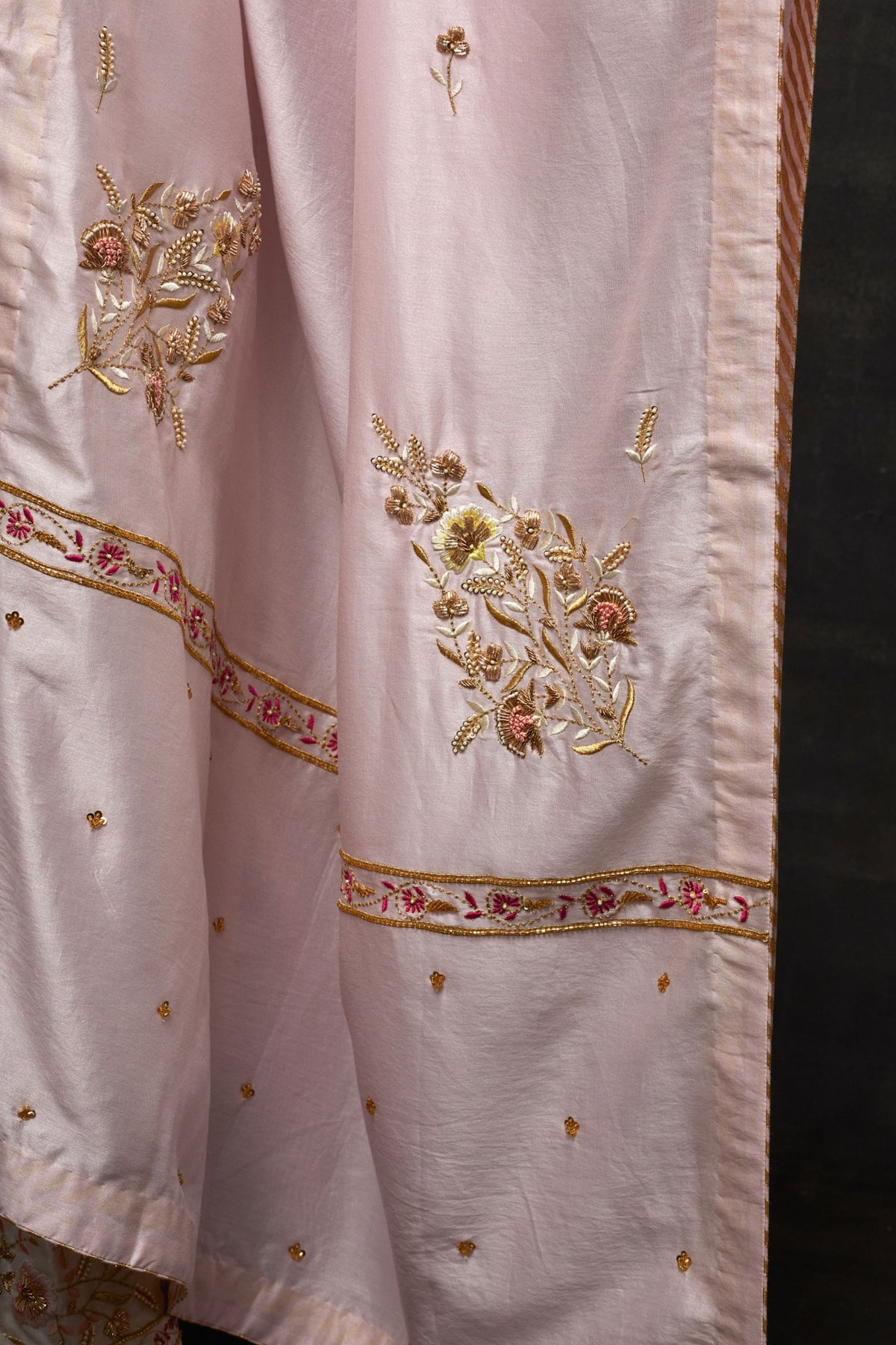 Peach Embroidered Dupatta