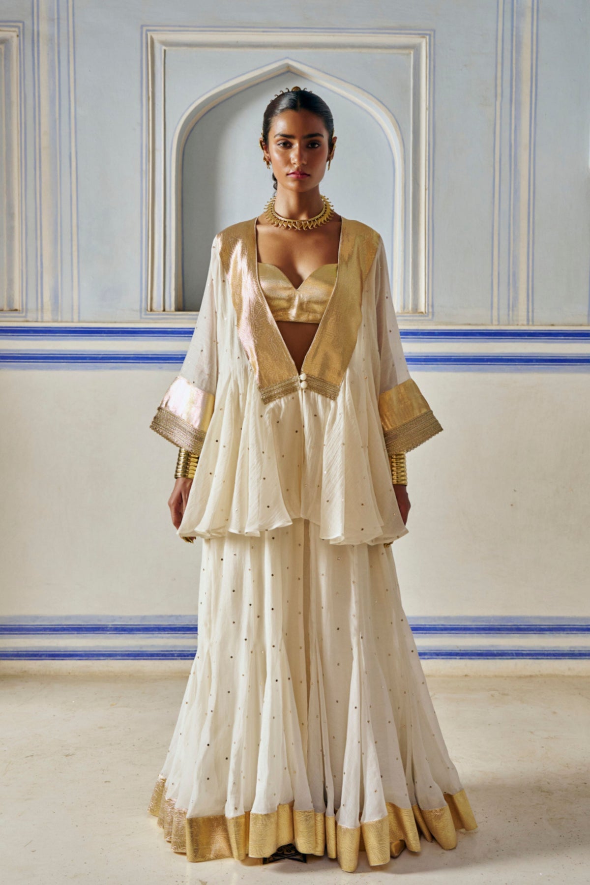 Ivory Mukesh Jacket With Sharara