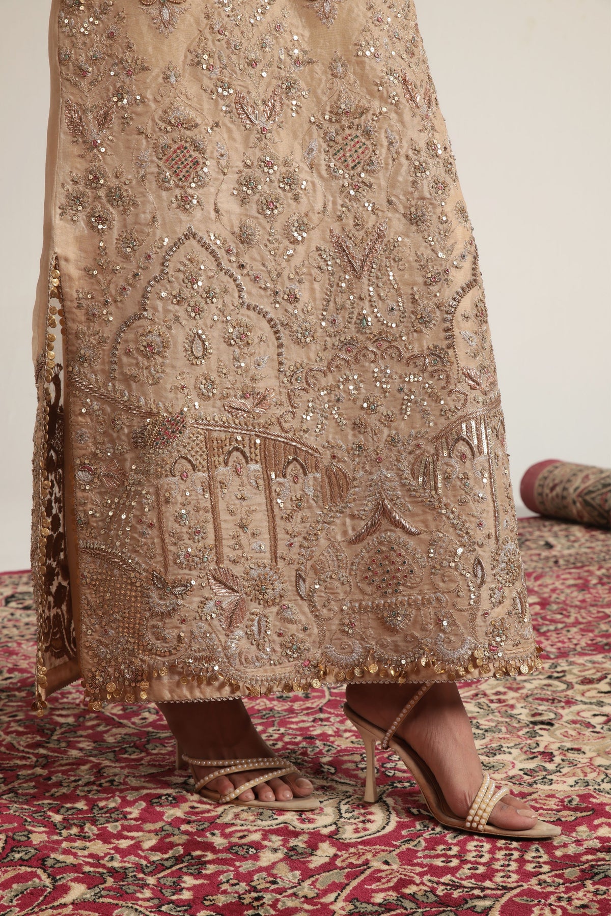 Ivory Heavy Jaal Kaftan Set