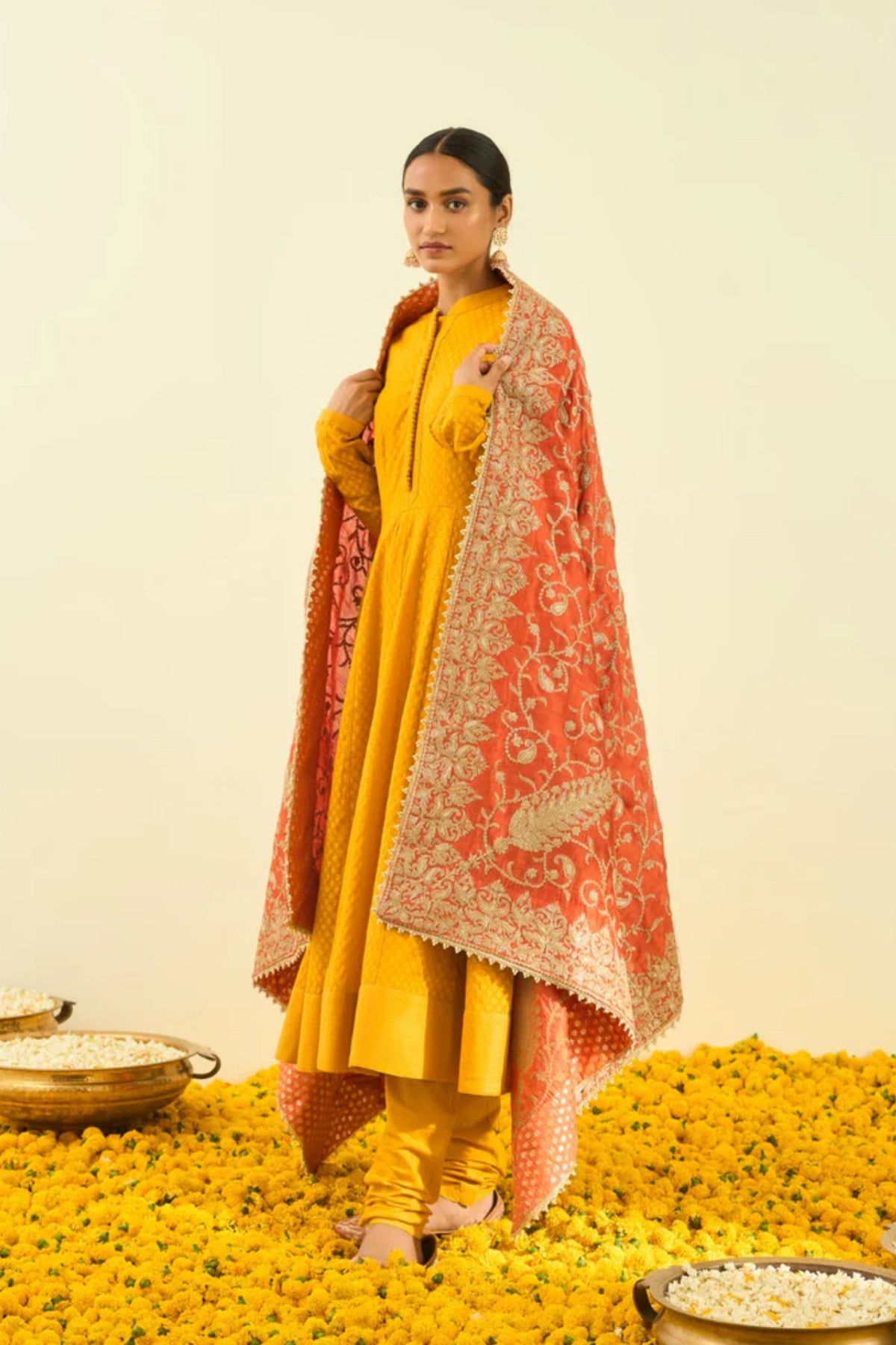 Pumpkin orange paisley odhni