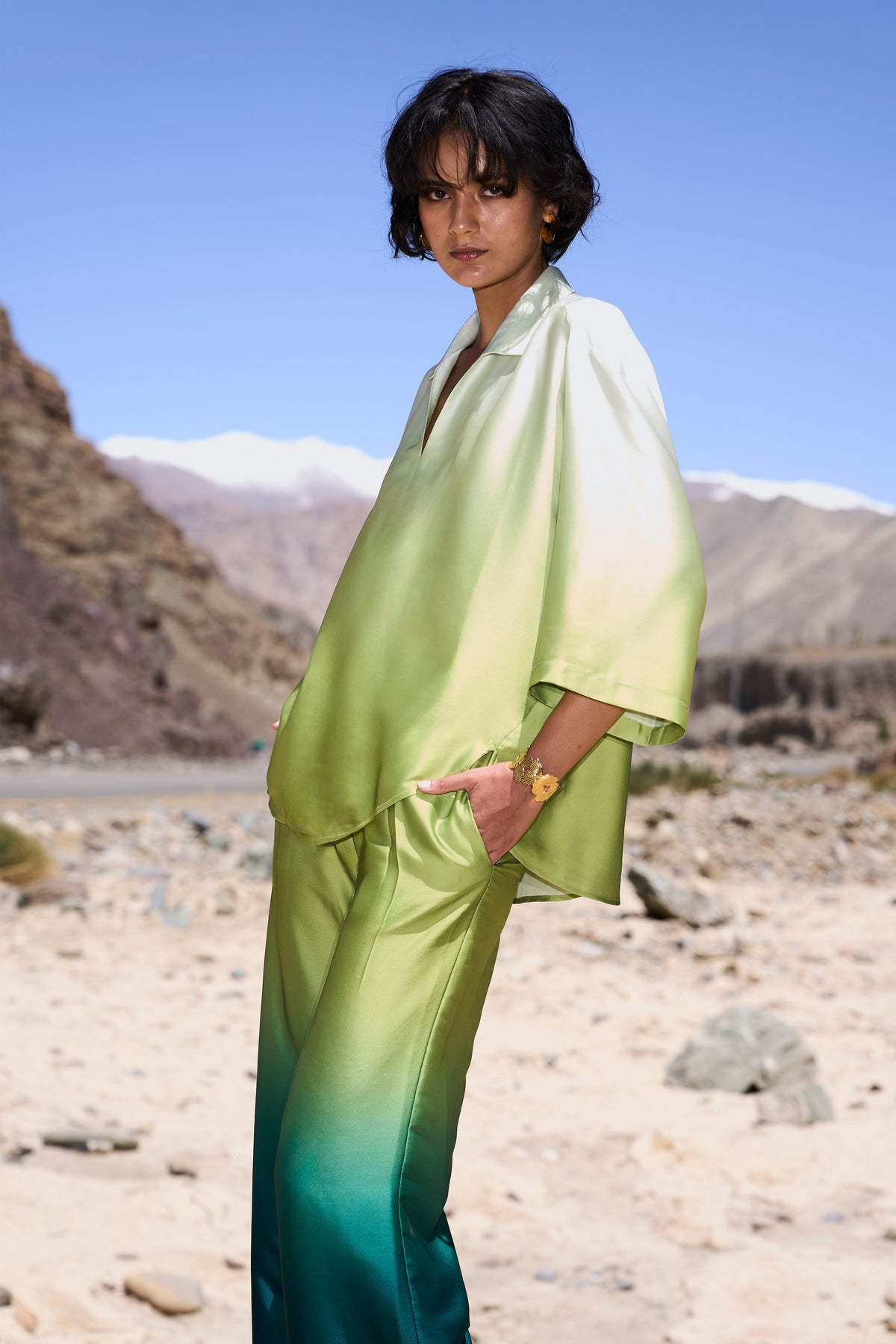 Ombré Satin Boxy Top