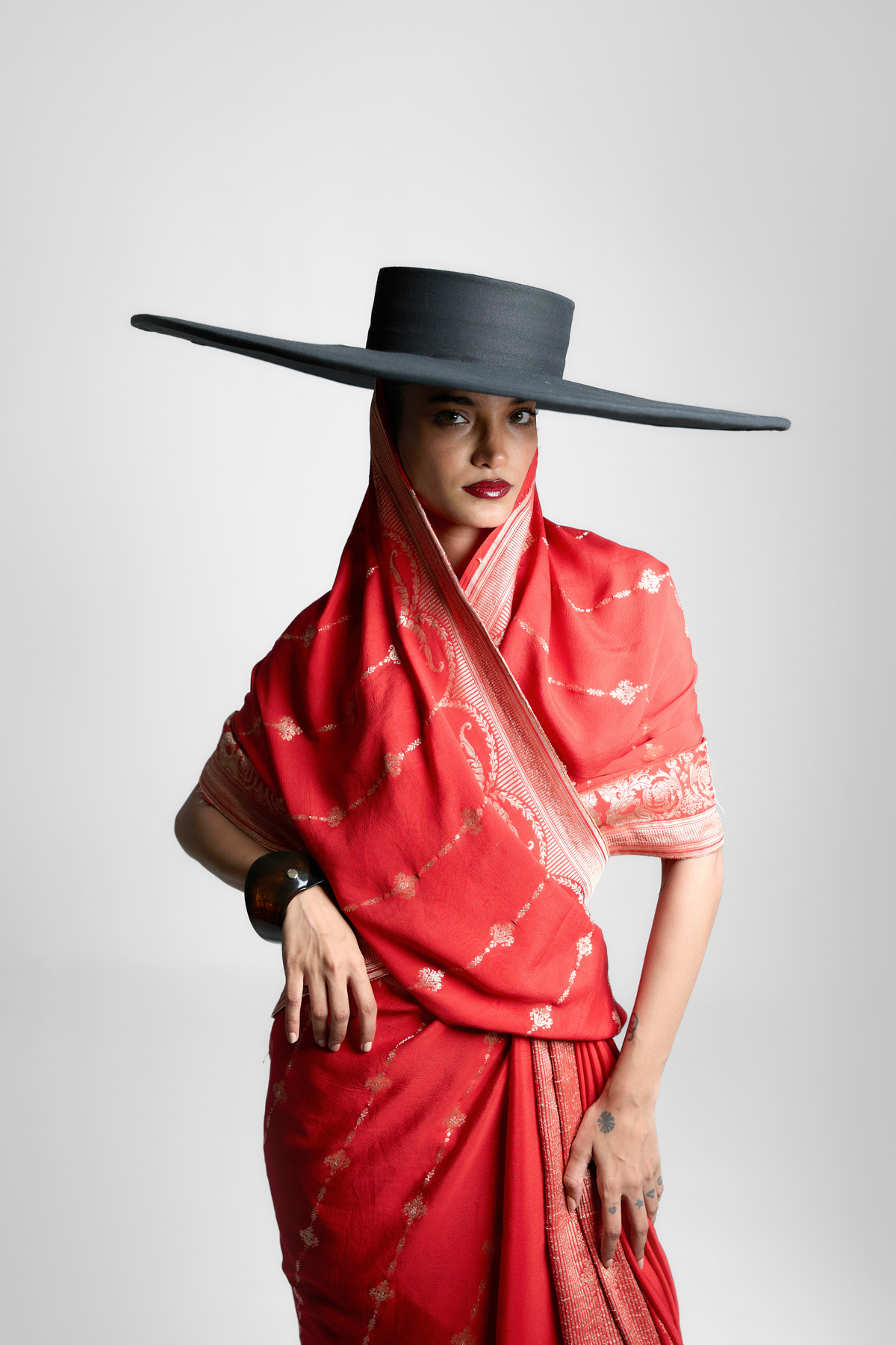 The Vermillion Sunset Saree