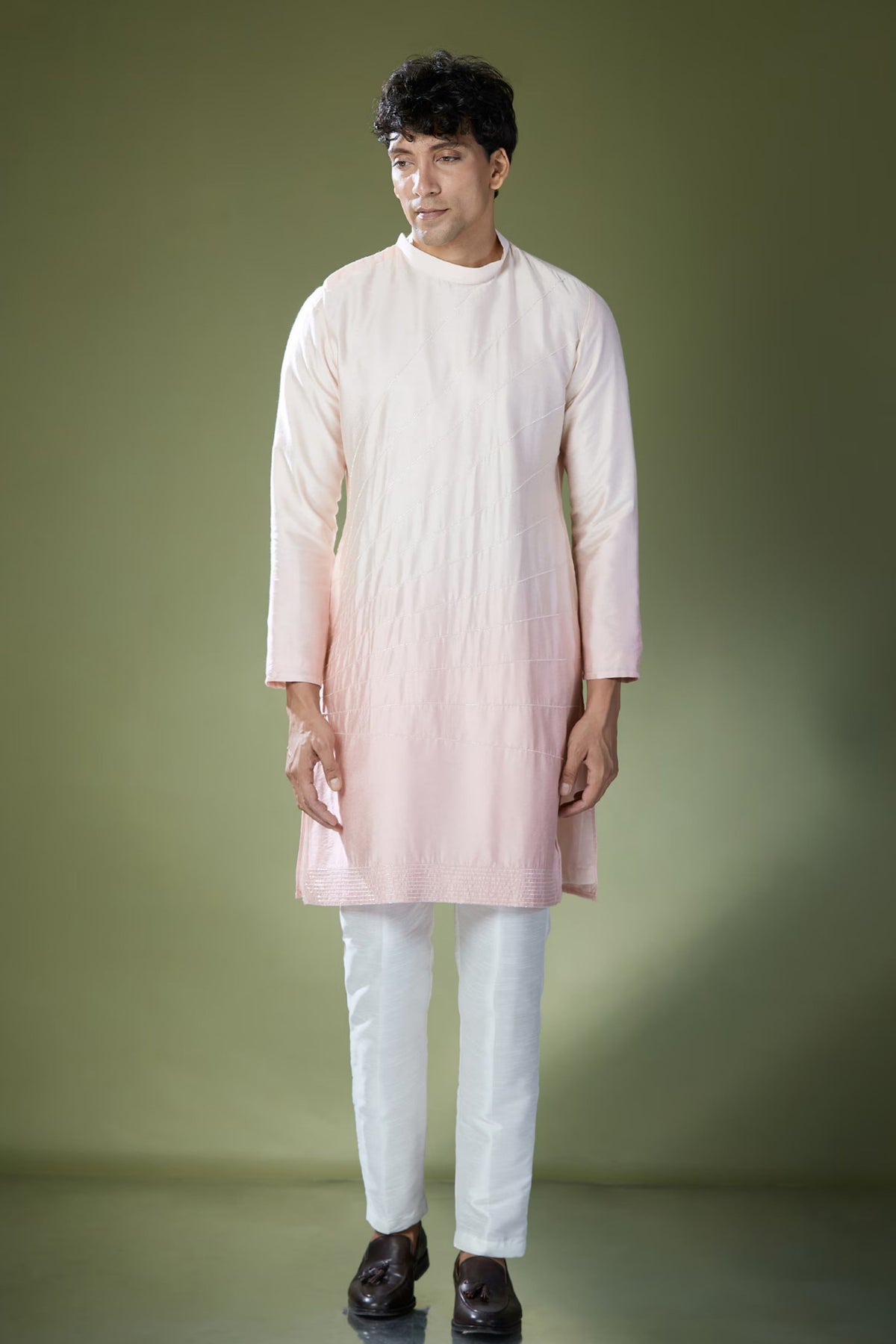 Peach Ombre Embroidered Kurta Set